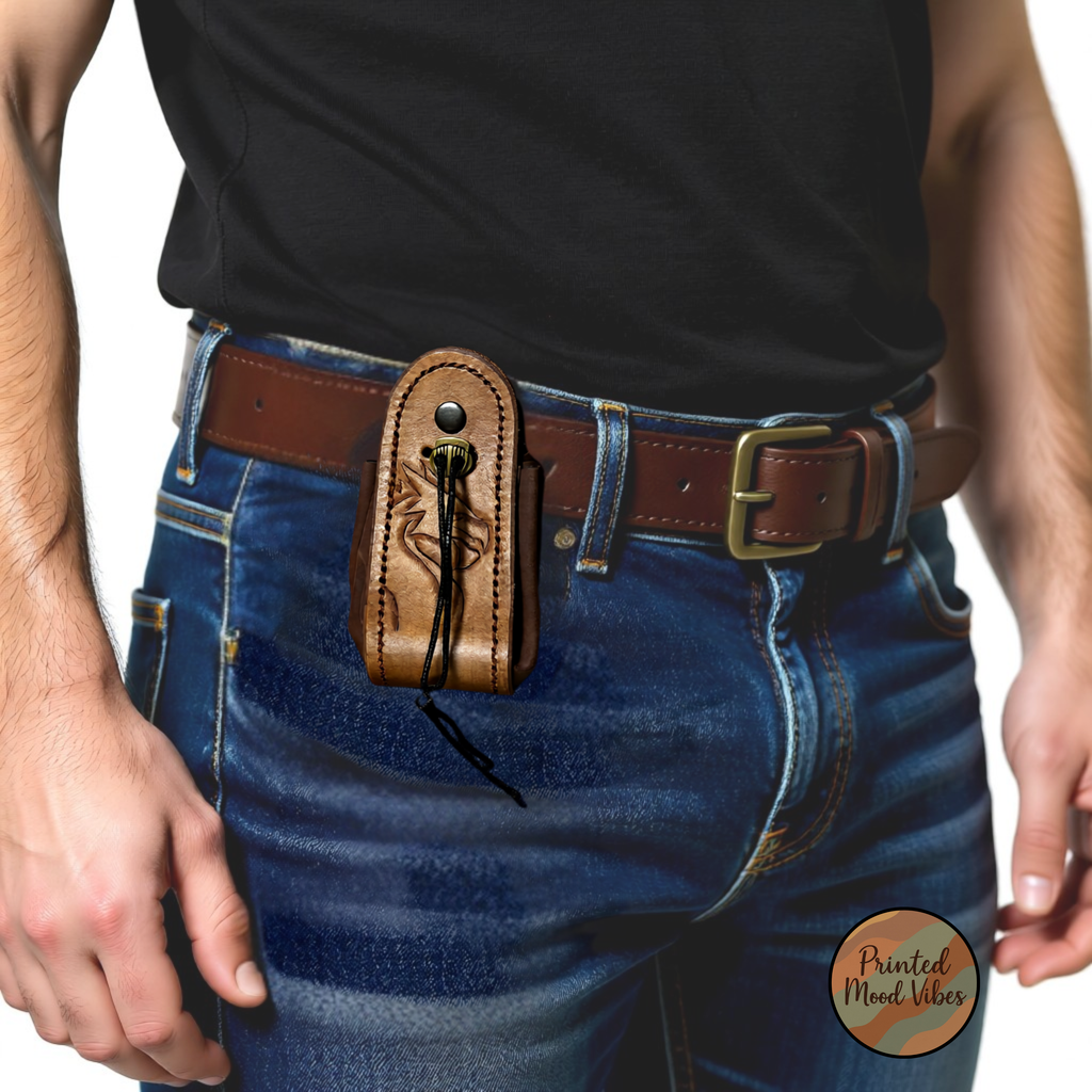 Brown Leather Dragon Dice Pouch: RPG Gamer Pouch, Coin Trinket Purse