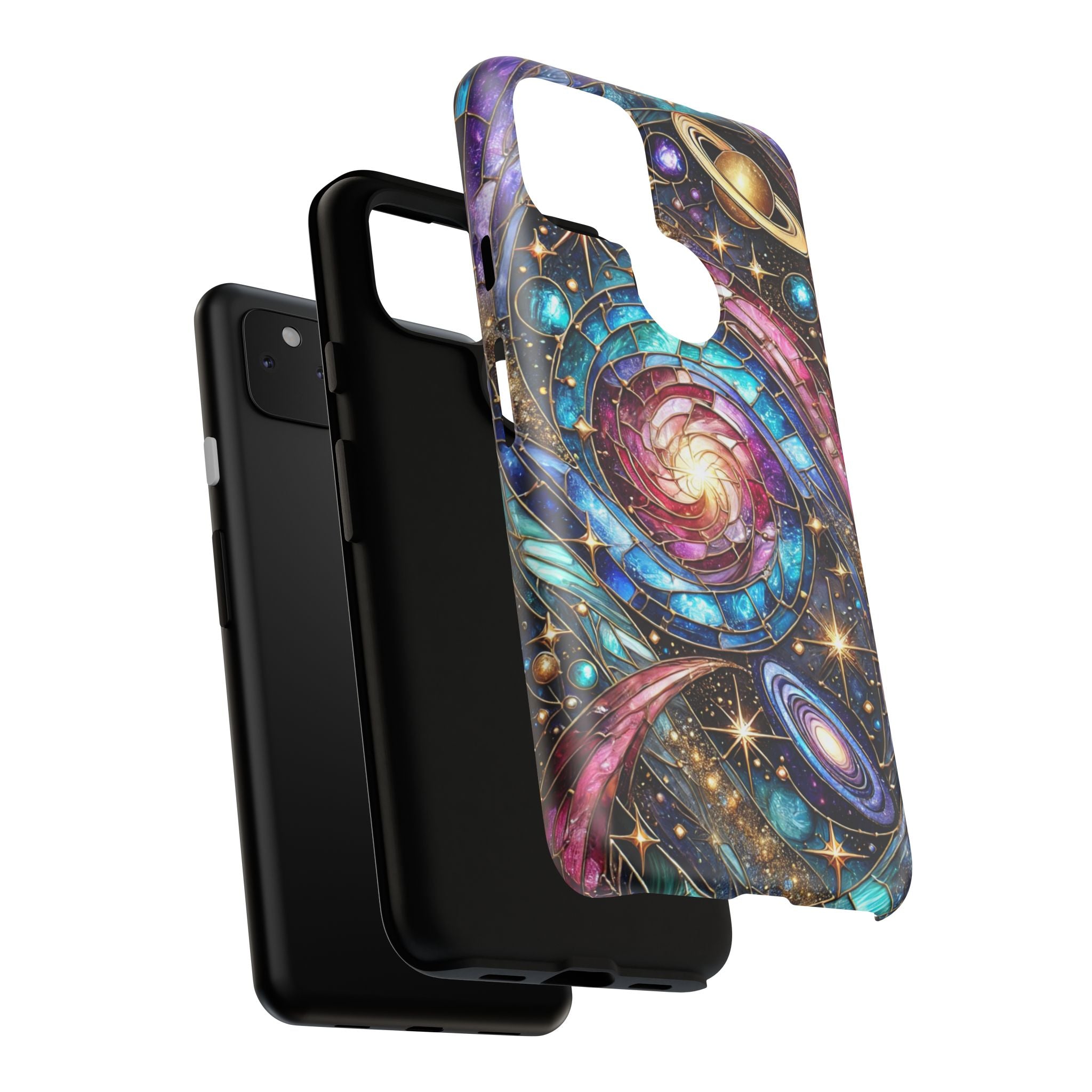 Stained Glass Celestial Android Phone Case – 3D Galaxy Full-Wrap Protective Cover with TPU Liner
