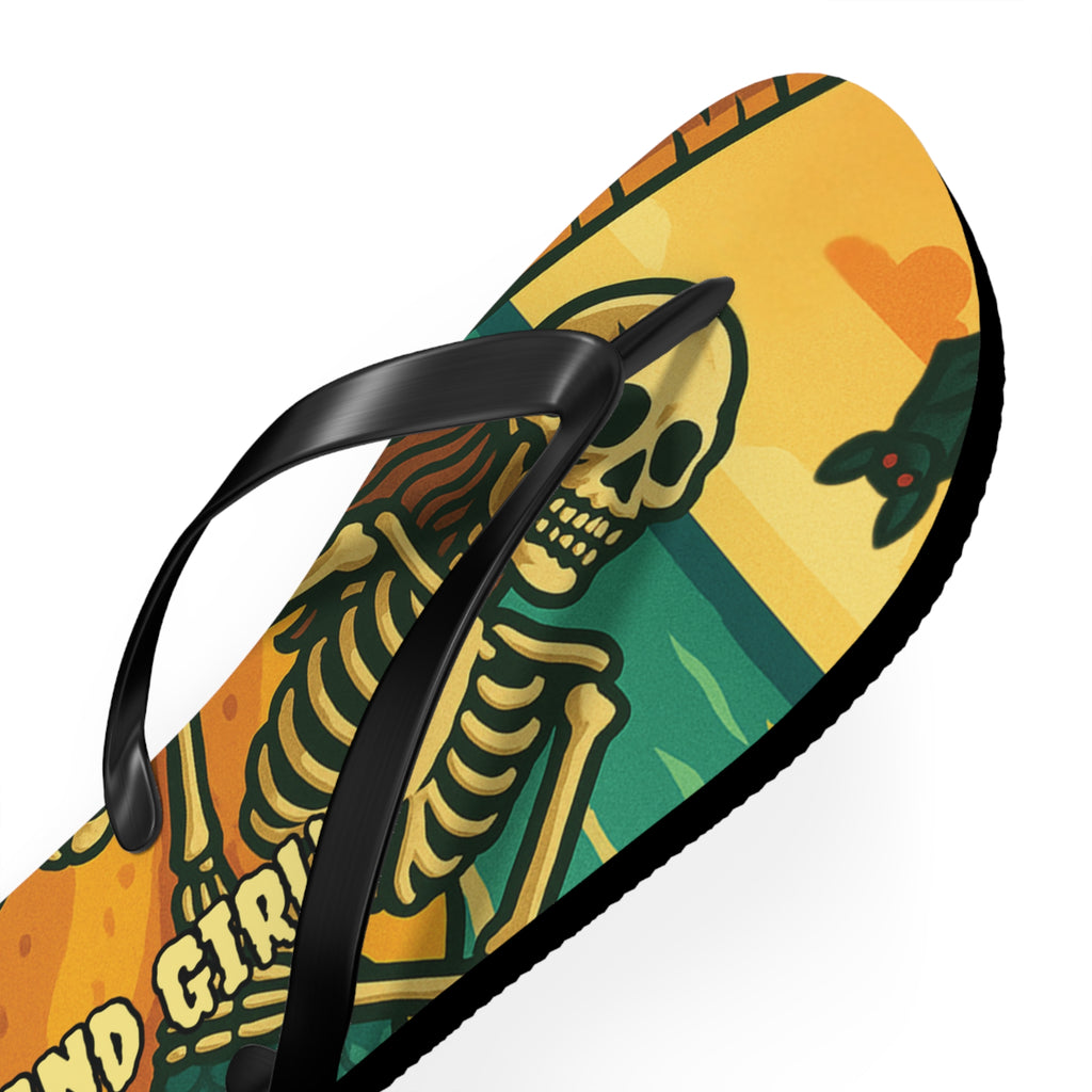 Beach Vibes Flip Flops, Island Girl Skull Design Sandals