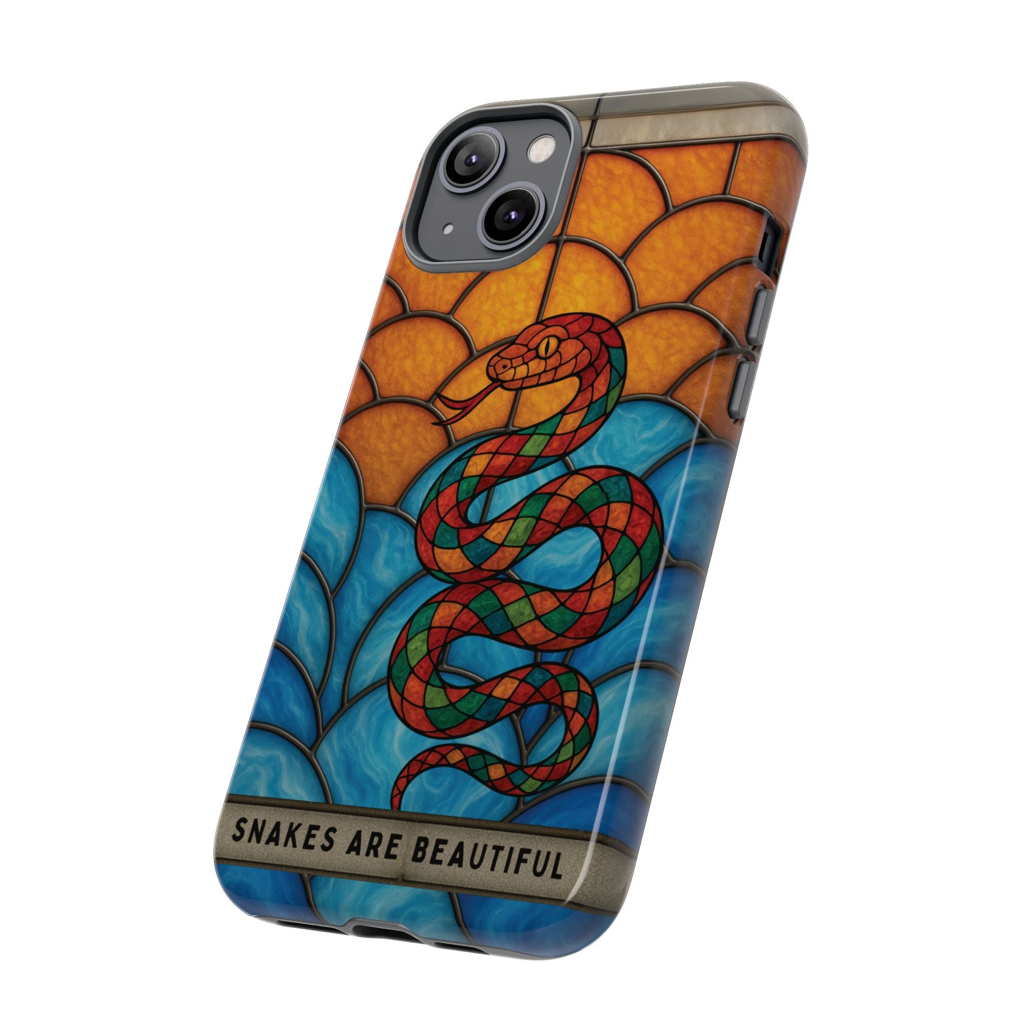 Snakes Are Beautiful Stained Glass Phone Case, Colorful Reptile Design Phone Cover, Nature Lovers Reptile Phone Case, Danger Noodle Case