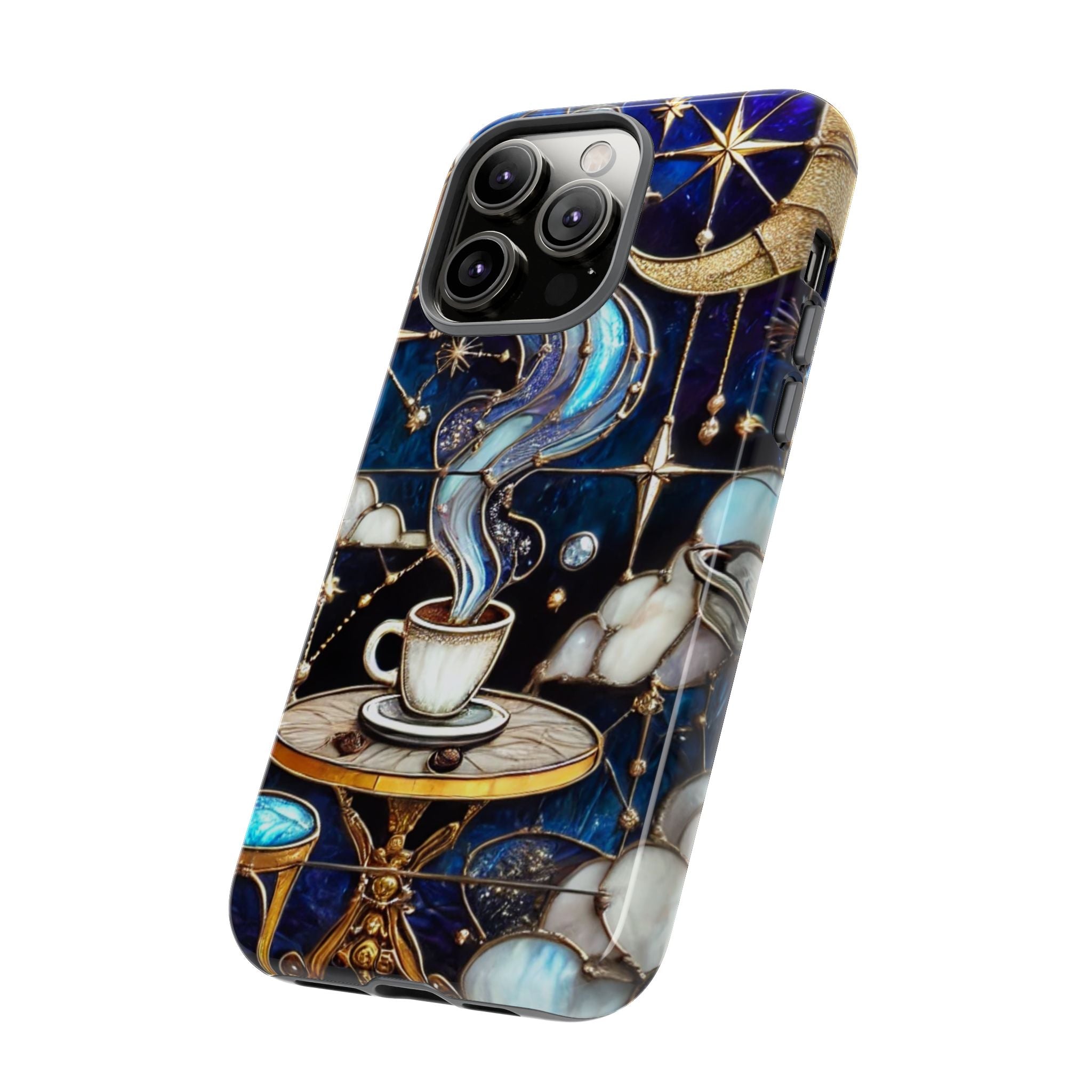 Celestial Stained Glass Coffee iPhone Case – Shockproof 3D Wrap