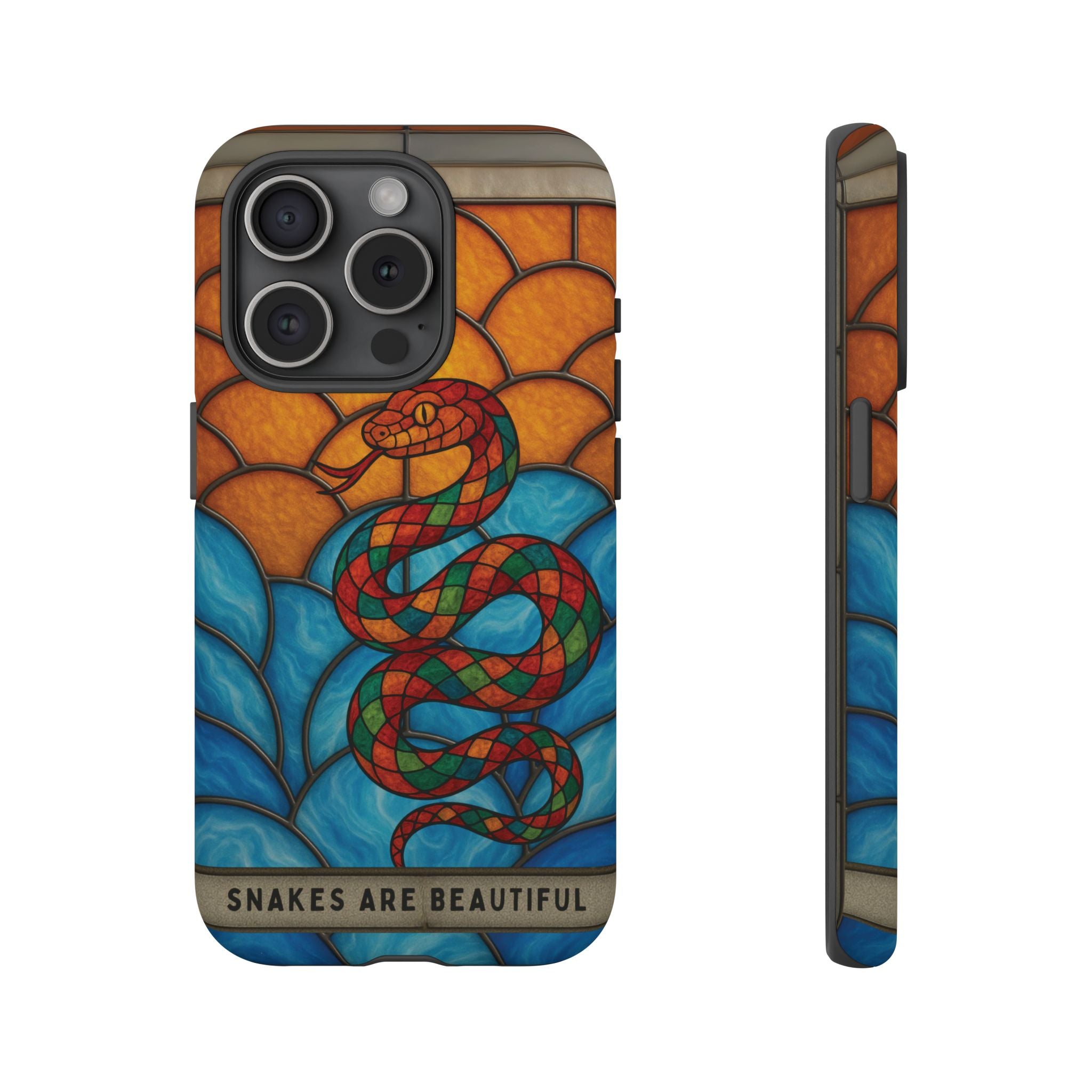 Snakes Are Beautiful Stained Glass Phone Case, Colorful Reptile Design Phone Cover, Nature Lovers Reptile Phone Case, Danger Noodle Case