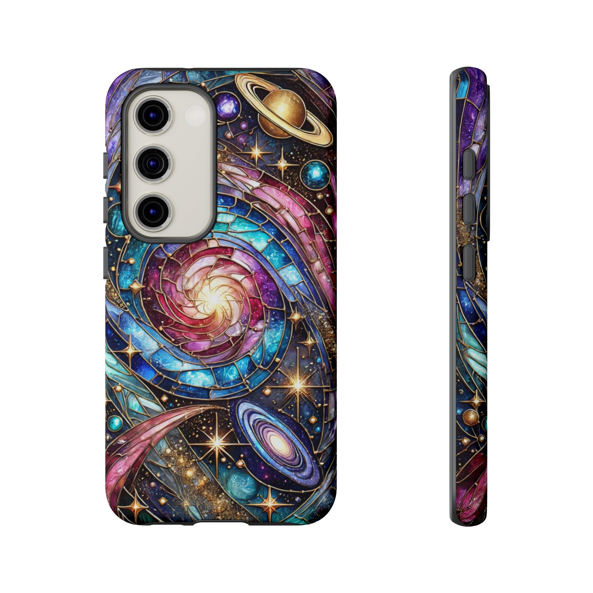 Stained Glass Celestial Android Phone Case – 3D Galaxy Full-Wrap Protective Cover with TPU Liner