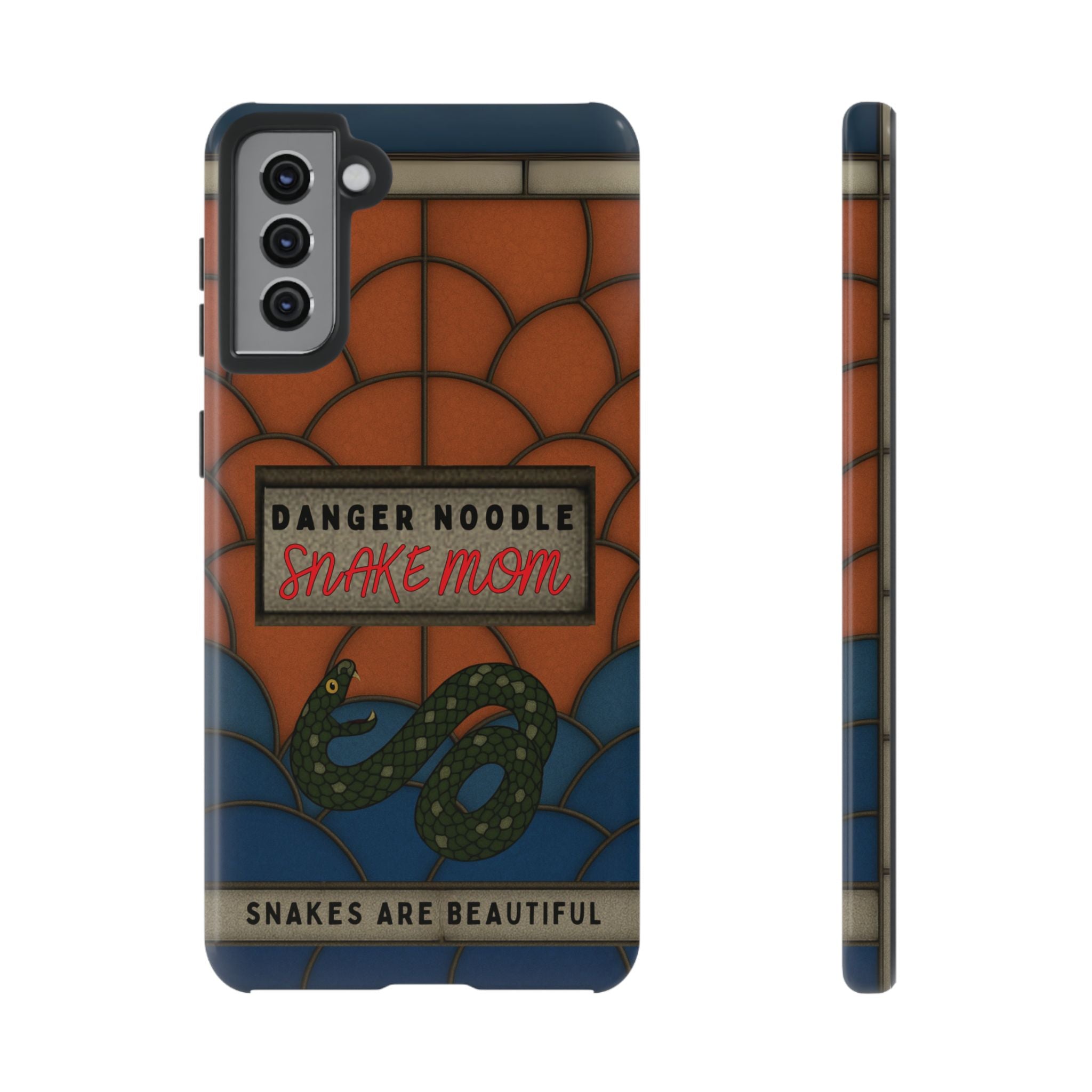 Danger Noodle Snake Mom Phone Case | Snakes Are Beautiful |Stained Glass Snake Art | Funny Snake Lover Gift |  Reptile Mom Phone Cover
