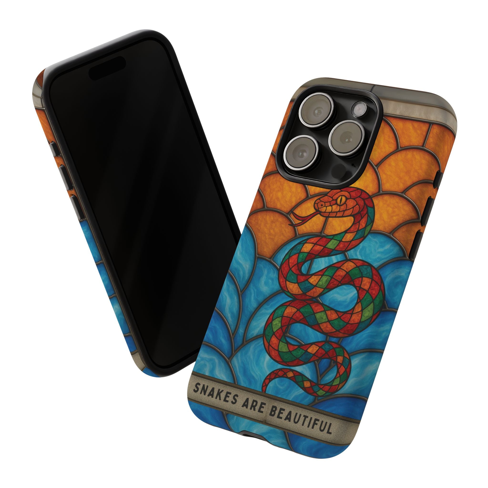 Snakes Are Beautiful Stained Glass Phone Case, Colorful Reptile Design Phone Cover, Nature Lovers Reptile Phone Case, Danger Noodle Case