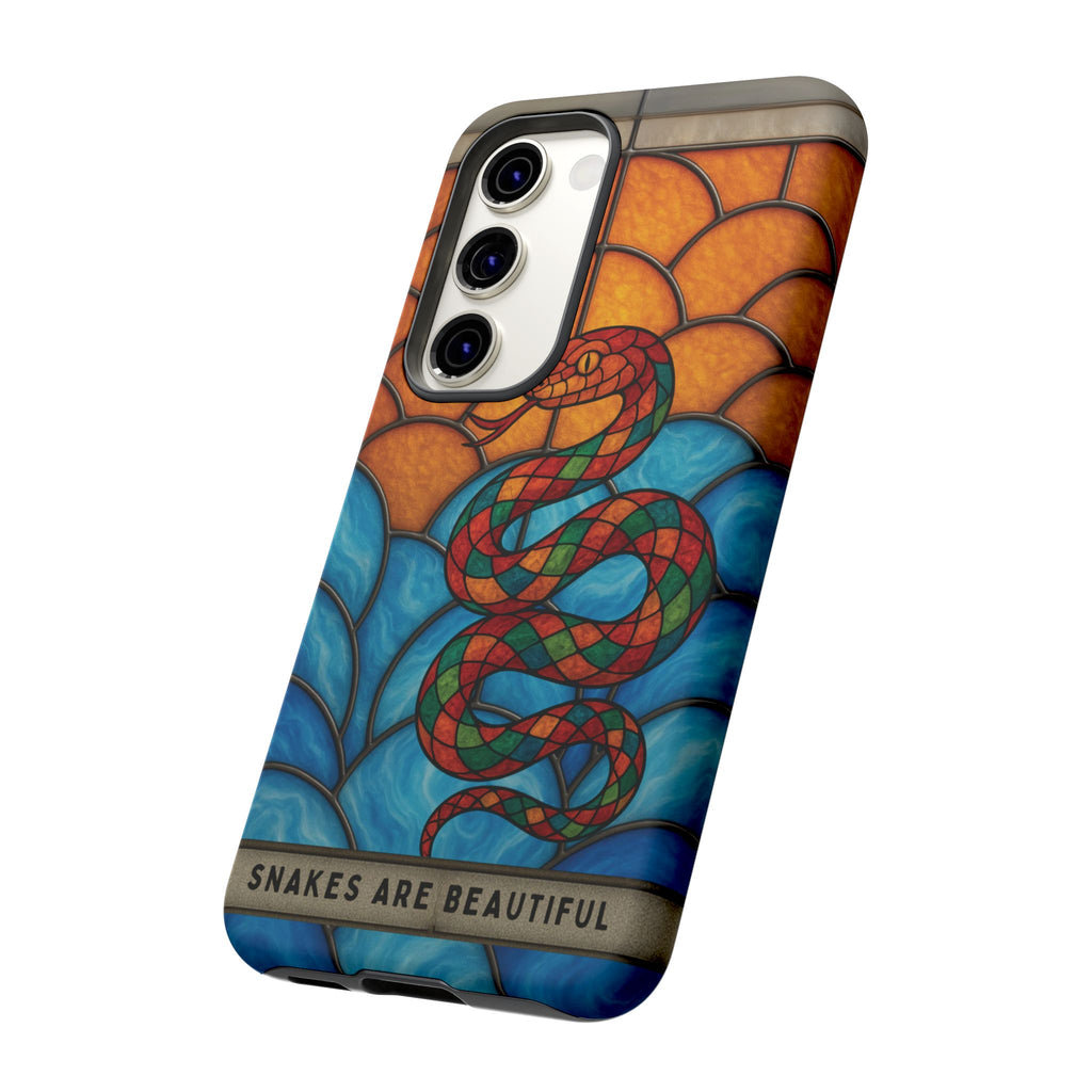 Snakes Are Beautiful Stained Glass Phone Case, Colorful Reptile Design Phone Cover, Nature Lovers Reptile Phone Case, Danger Noodle Case