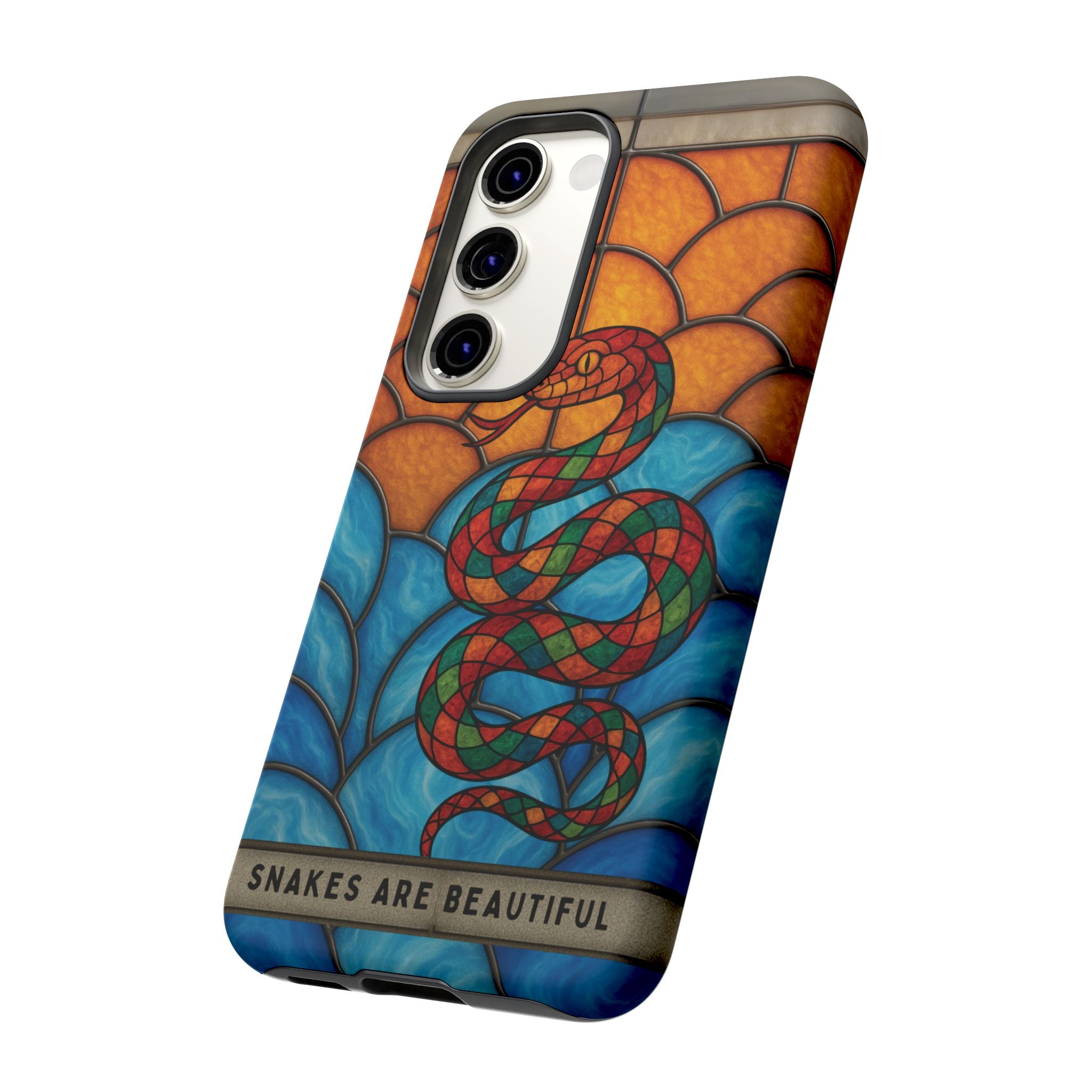 Snakes Are Beautiful Stained Glass Phone Case, Colorful Reptile Design Phone Cover, Nature Lovers Reptile Phone Case, Danger Noodle Case