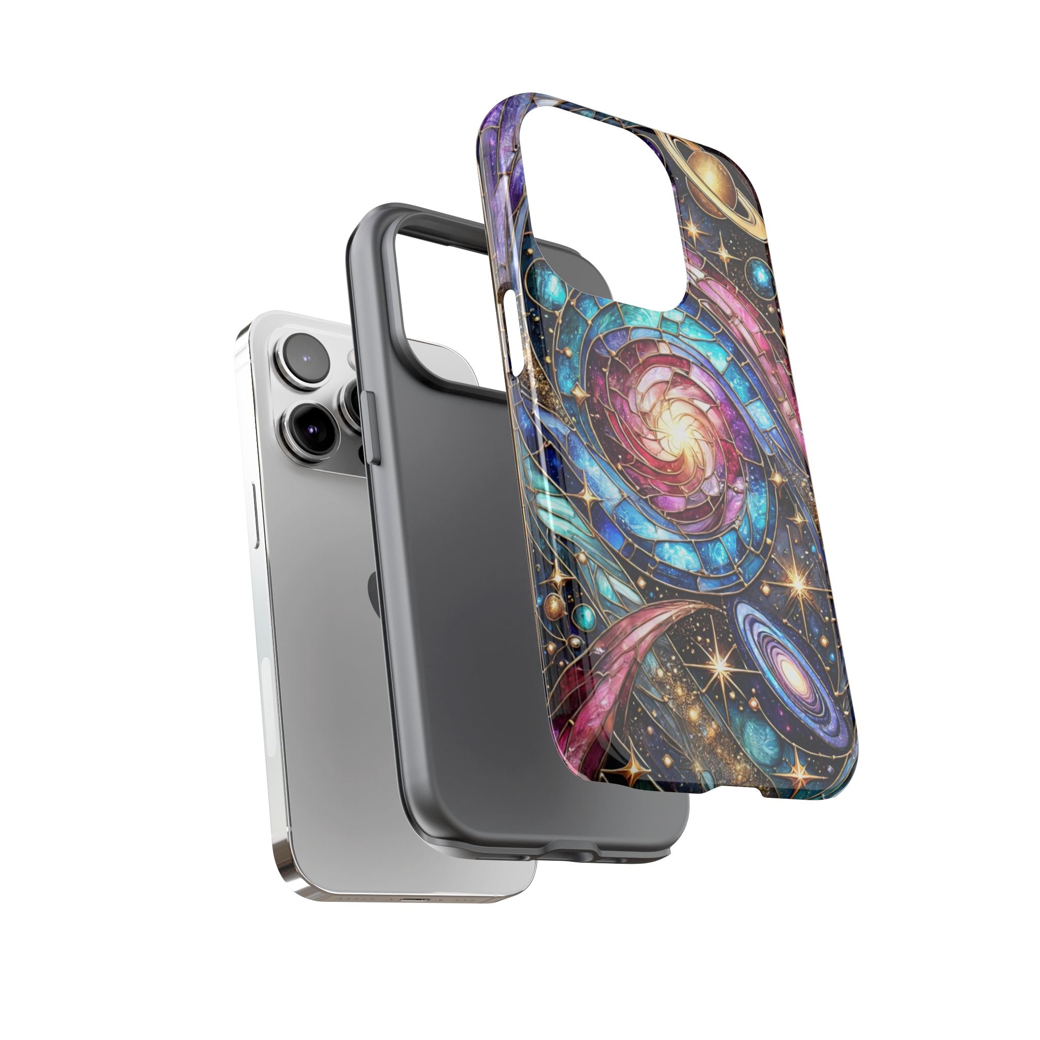 Stained Glass Celestial iPhone Case – Galaxy 3D Full-Wrap Protective Phone Cover