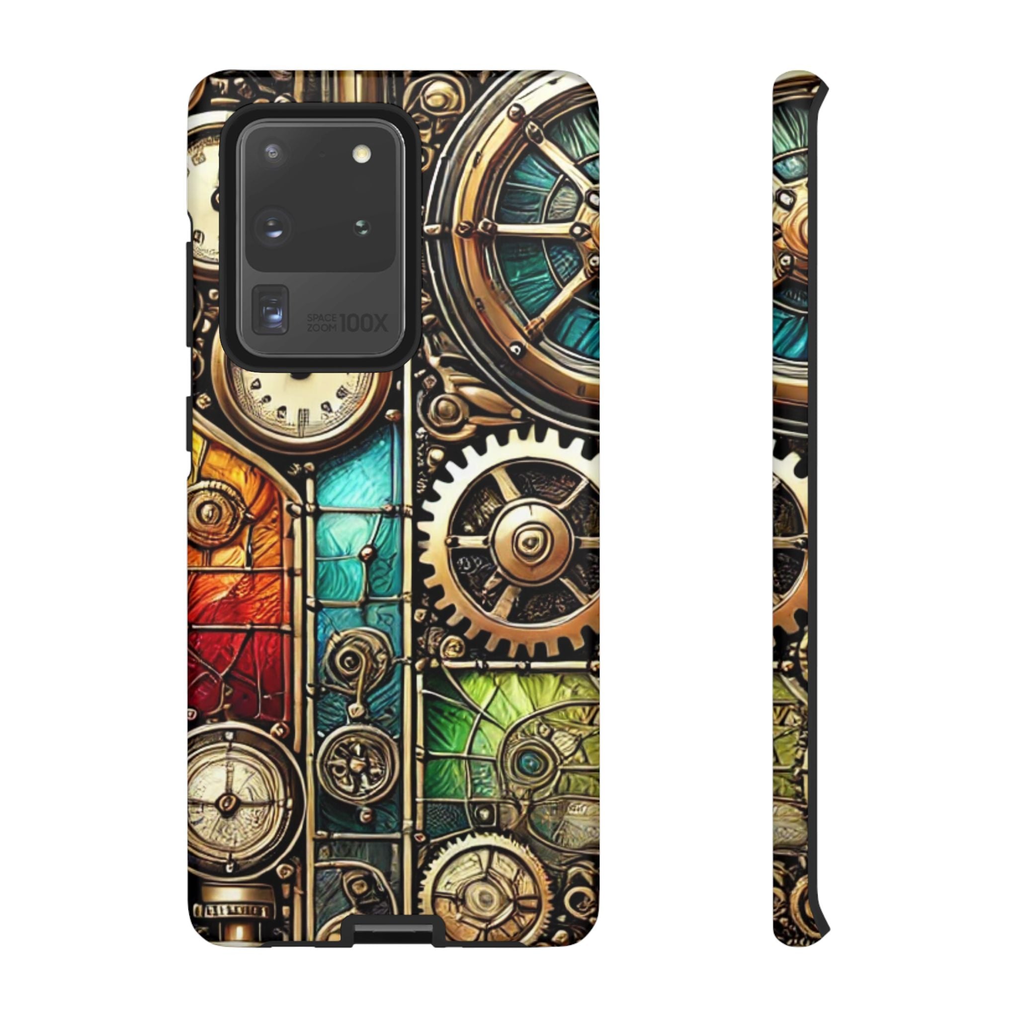 Steampunk Faux Stained Glass Android Phone Case – 3D Full-Wrap Protective Cover with TPU Liner