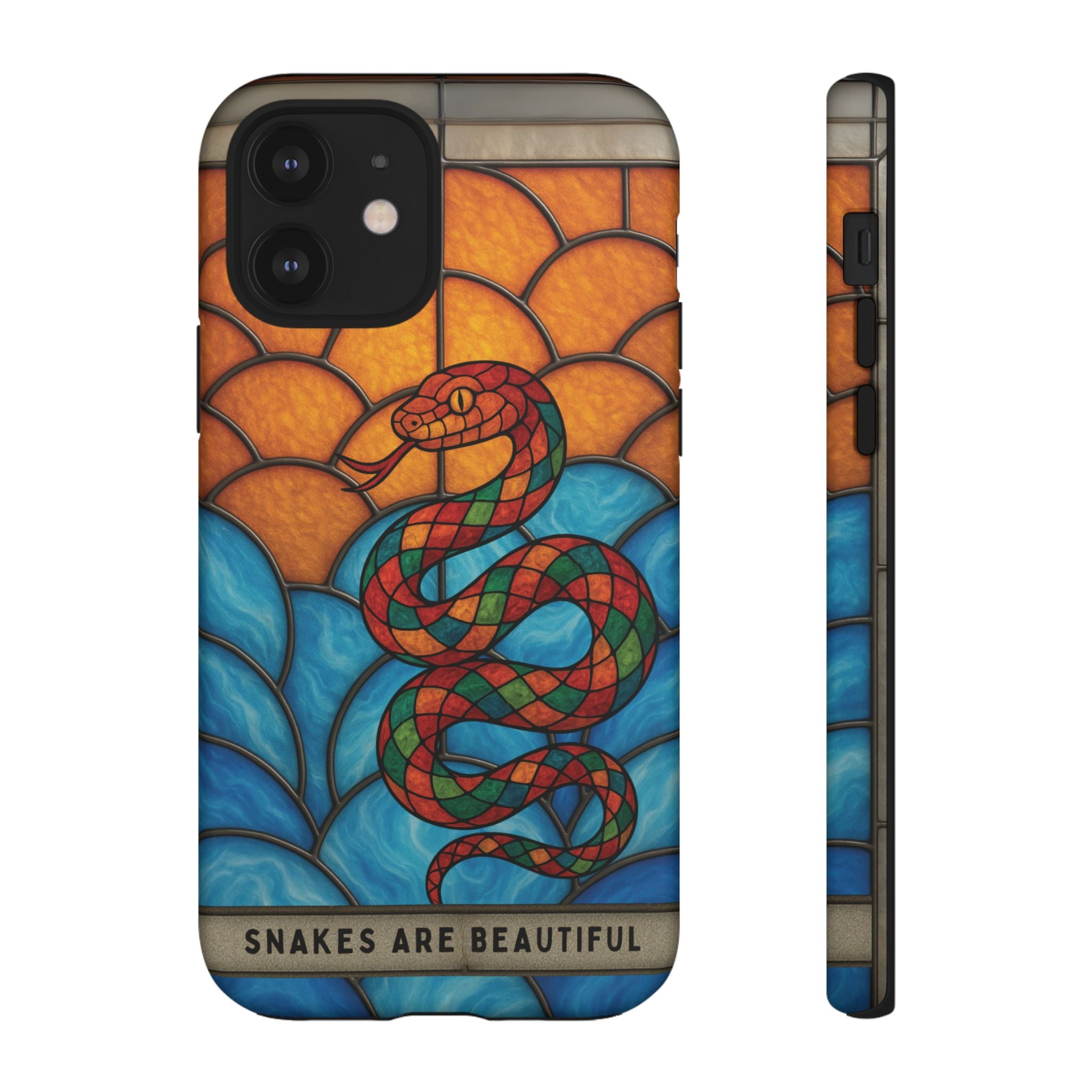 Snakes Are Beautiful Stained Glass Phone Case, Colorful Reptile Design Phone Cover, Nature Lovers Reptile Phone Case, Danger Noodle Case
