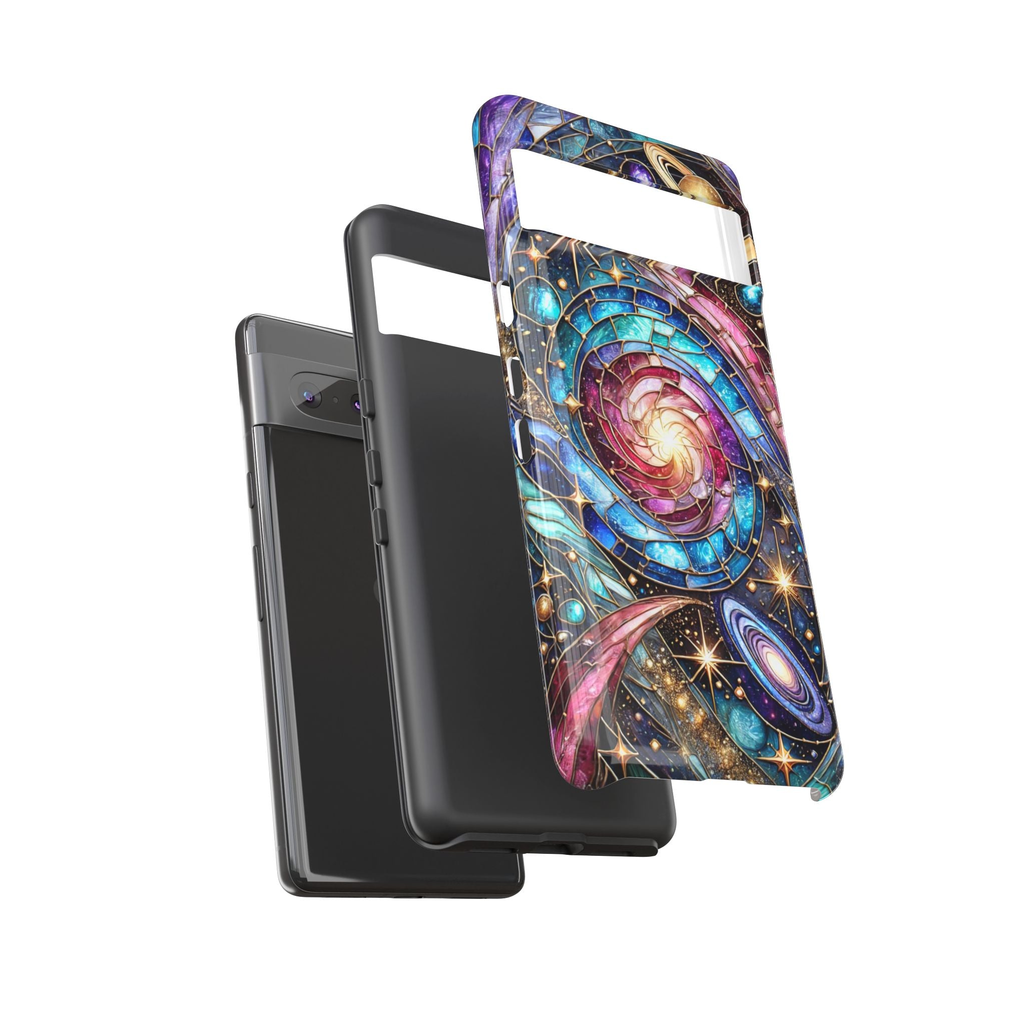 Stained Glass Celestial Android Phone Case – 3D Galaxy Full-Wrap Protective Cover with TPU Liner