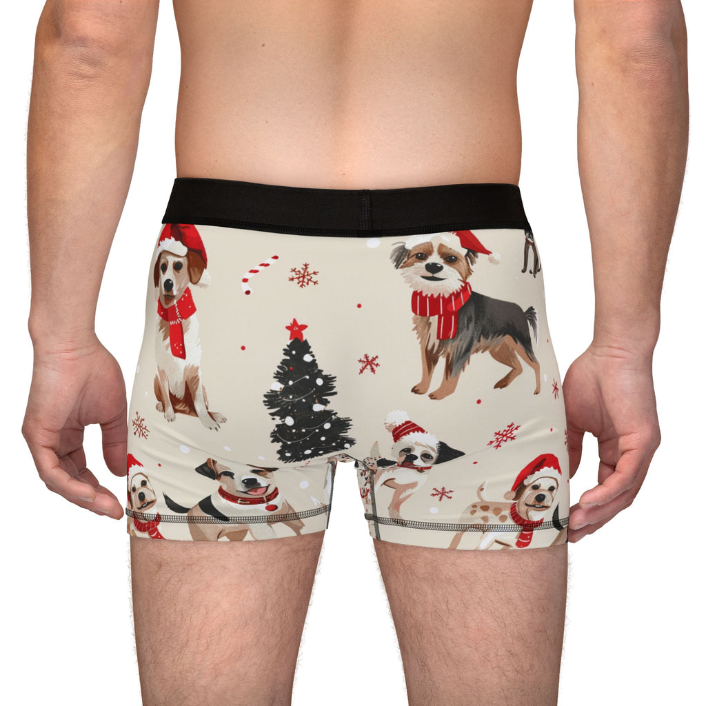 Christmas Dog Boxer Briefs — Festive Puppies All-Over Print Men's Boxers