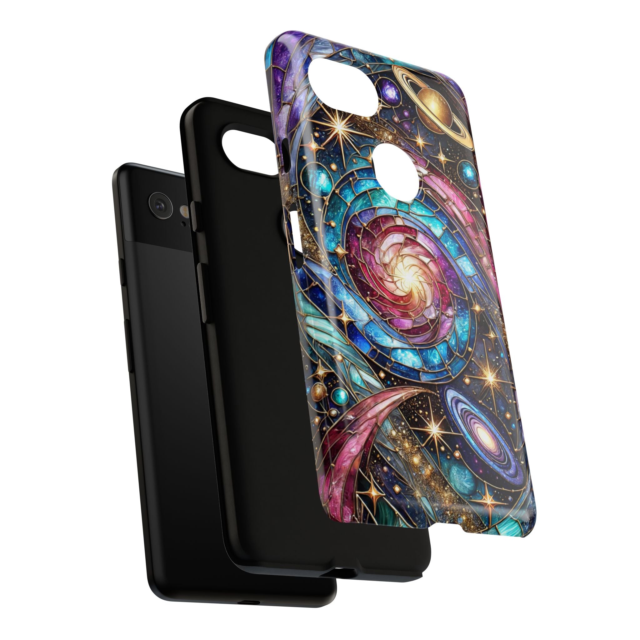 Stained Glass Celestial Android Phone Case – 3D Galaxy Full-Wrap Protective Cover with TPU Liner