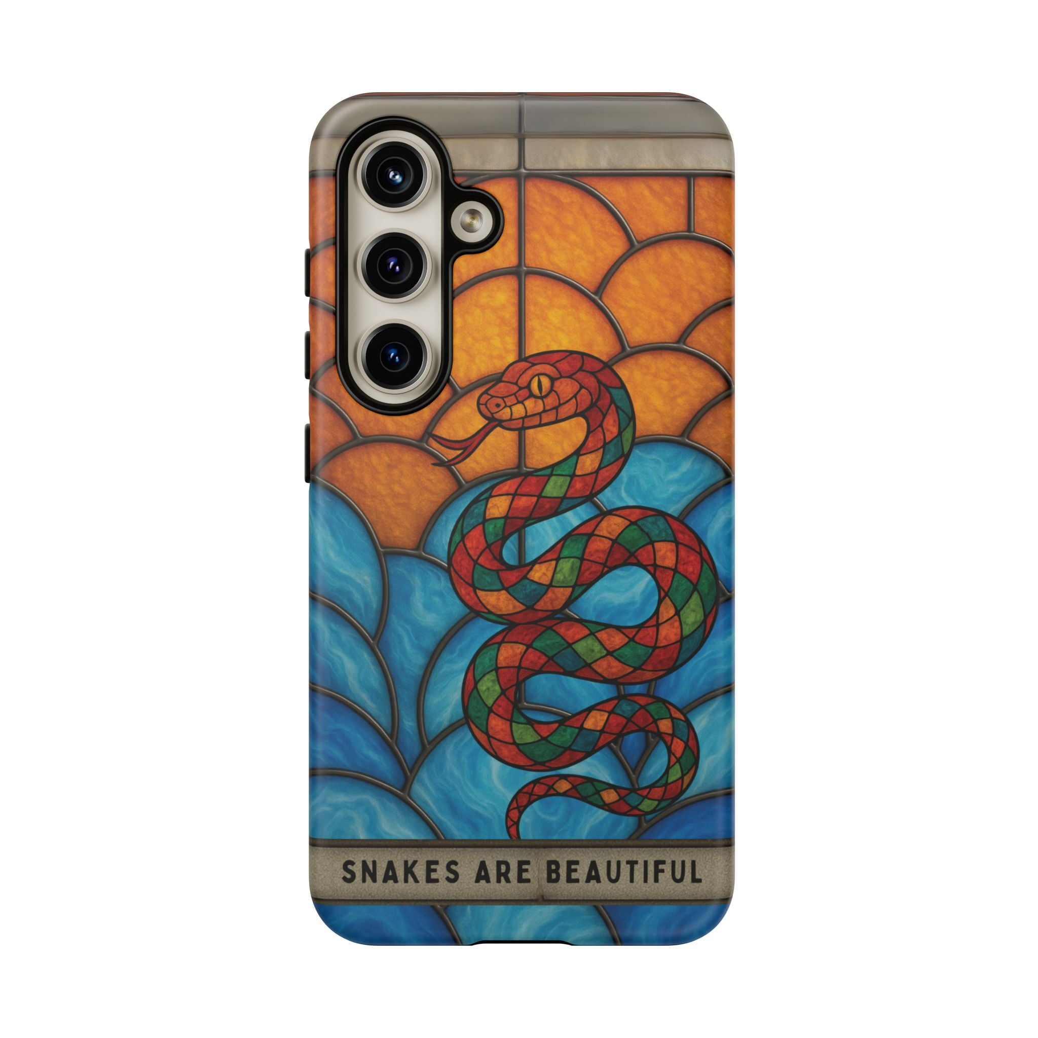 Snakes Are Beautiful Stained Glass Phone Case, Colorful Reptile Design Phone Cover, Nature Lovers Reptile Phone Case, Danger Noodle Case