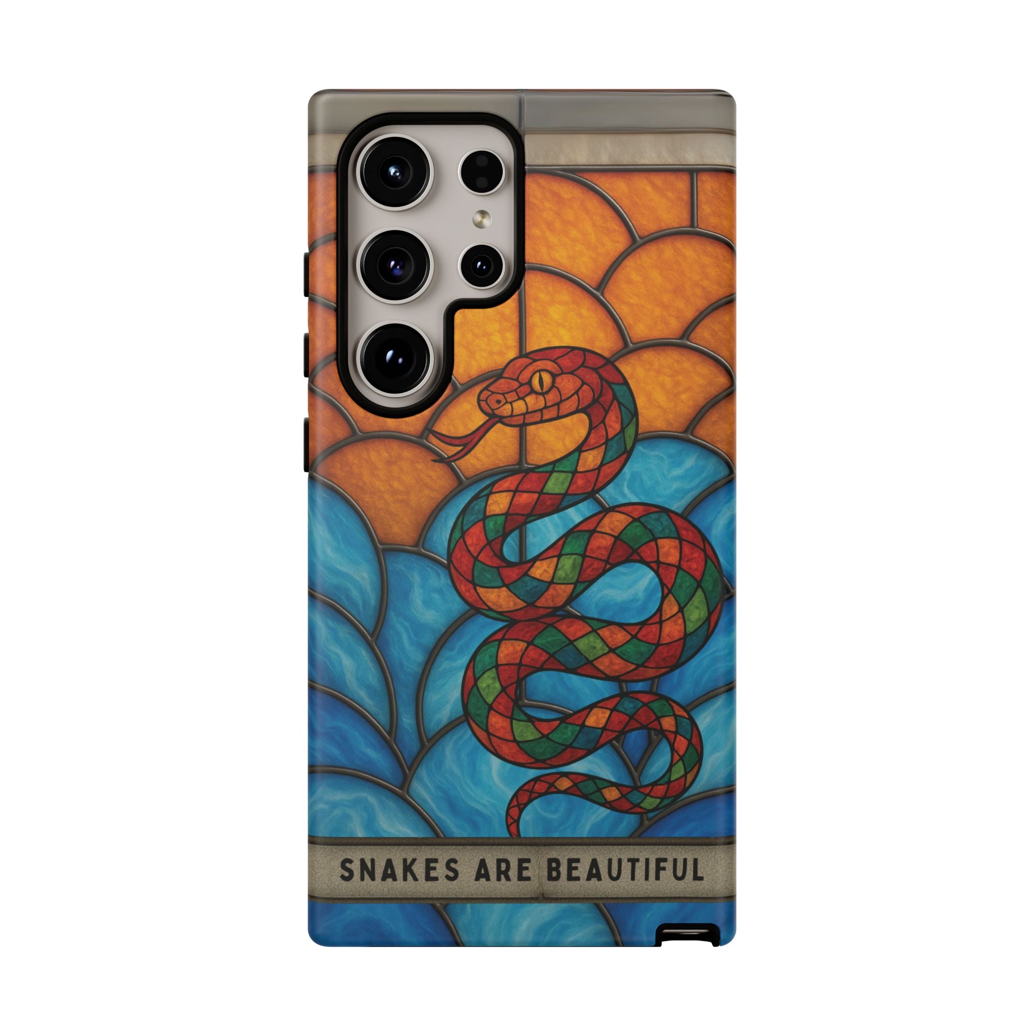 Snakes Are Beautiful Stained Glass Phone Case, Colorful Reptile Design Phone Cover, Nature Lovers Reptile Phone Case, Danger Noodle Case