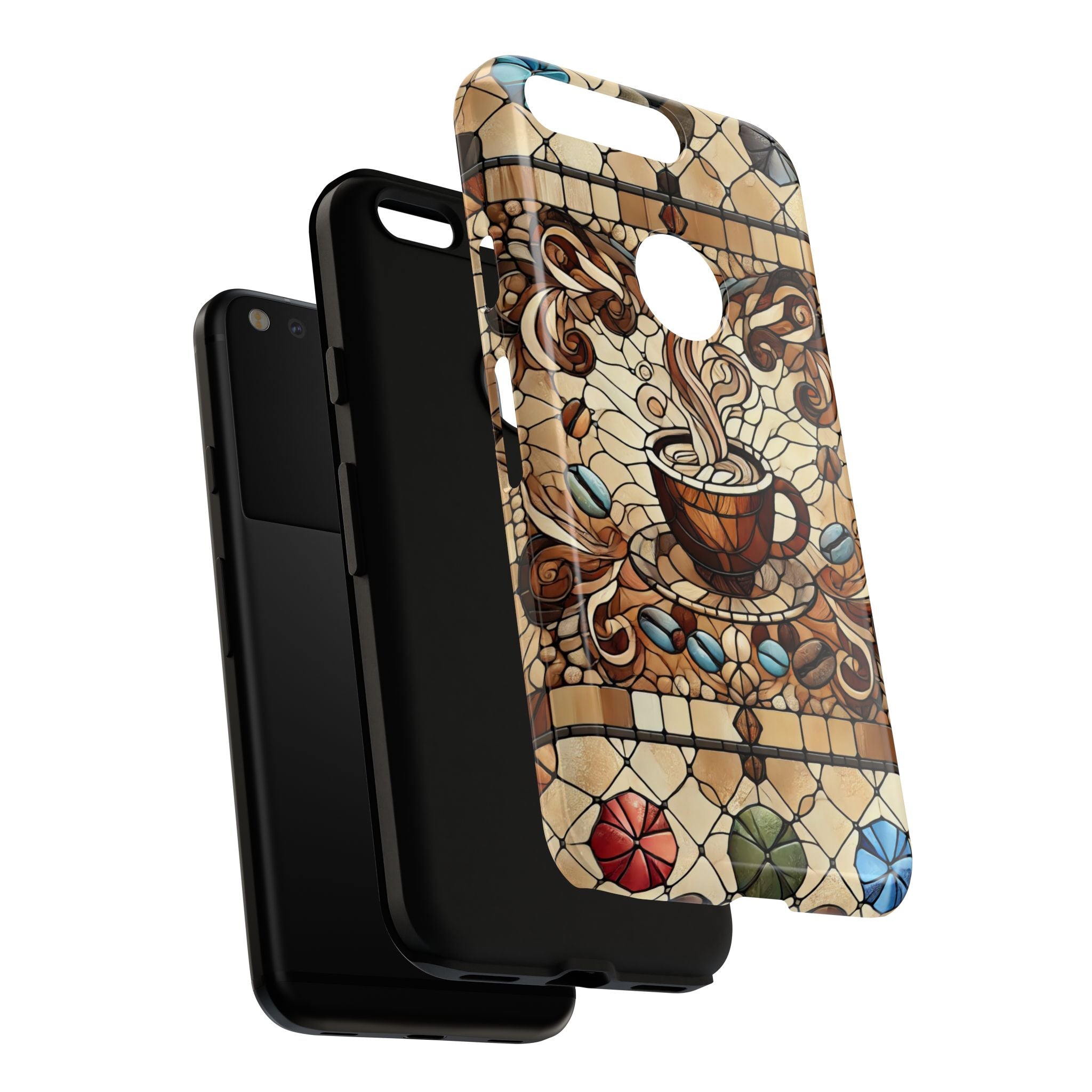 Stained Glass Coffee Android Phone Case – Shockproof TPU, 3D Wrap