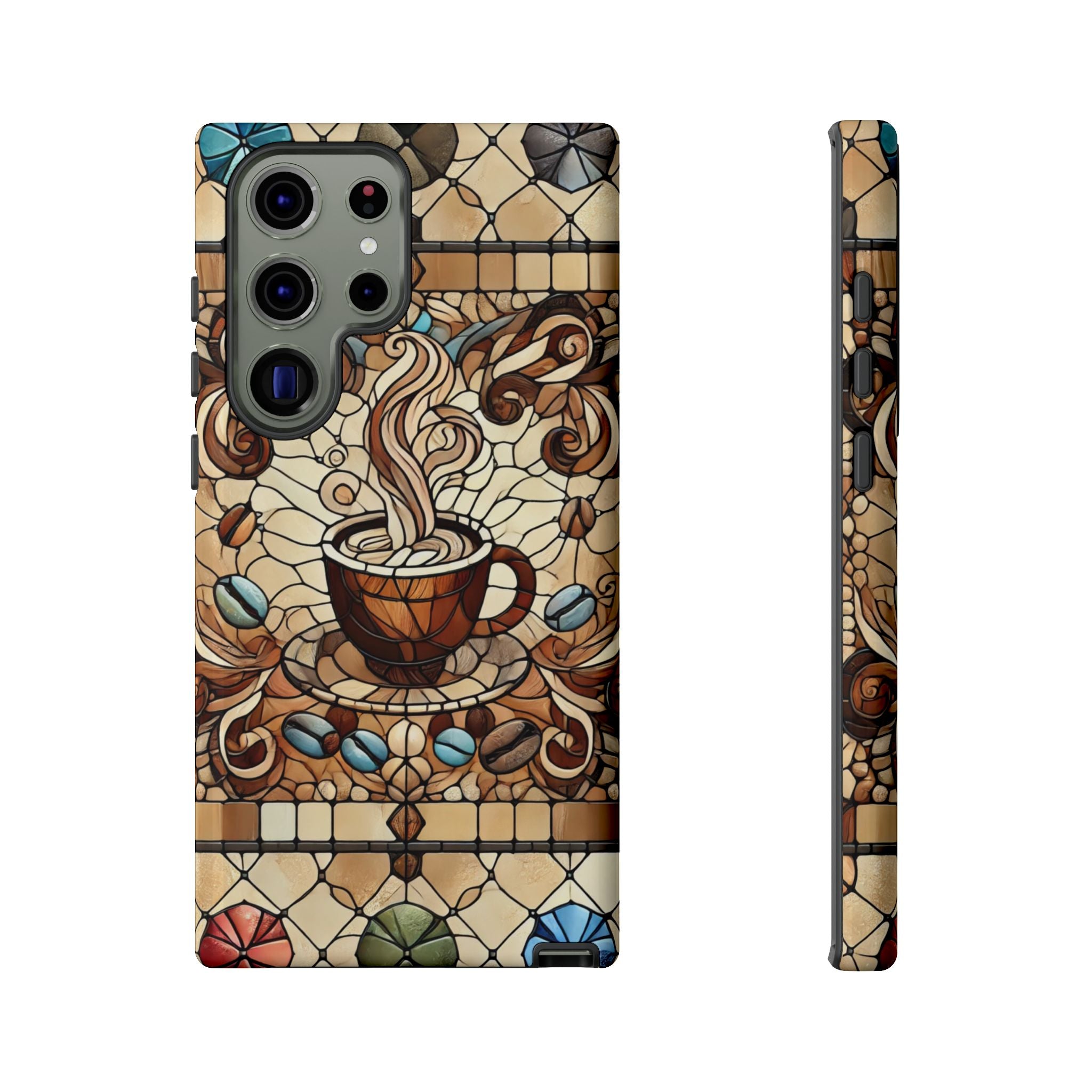 Stained Glass Coffee Android Phone Case – Shockproof TPU, 3D Wrap
