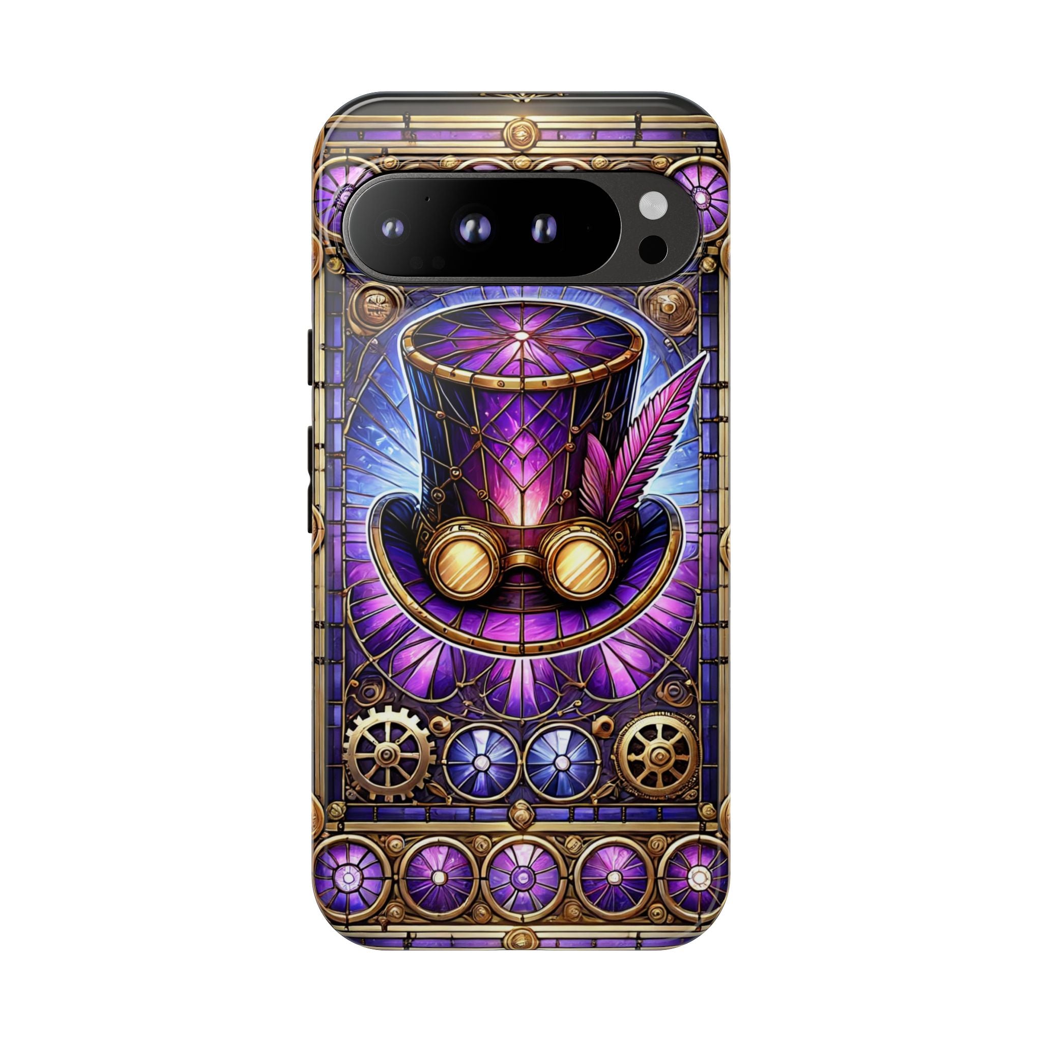 Stained Glass Steampunk Android Phone Case – 3D Full-Wrap Protective Cover with TPU Liner