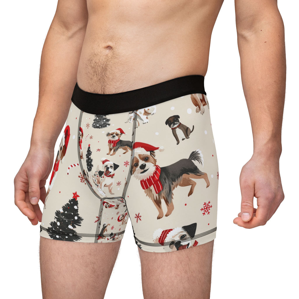 Christmas Dog Boxer Briefs — Festive Puppies All-Over Print Men's Boxers