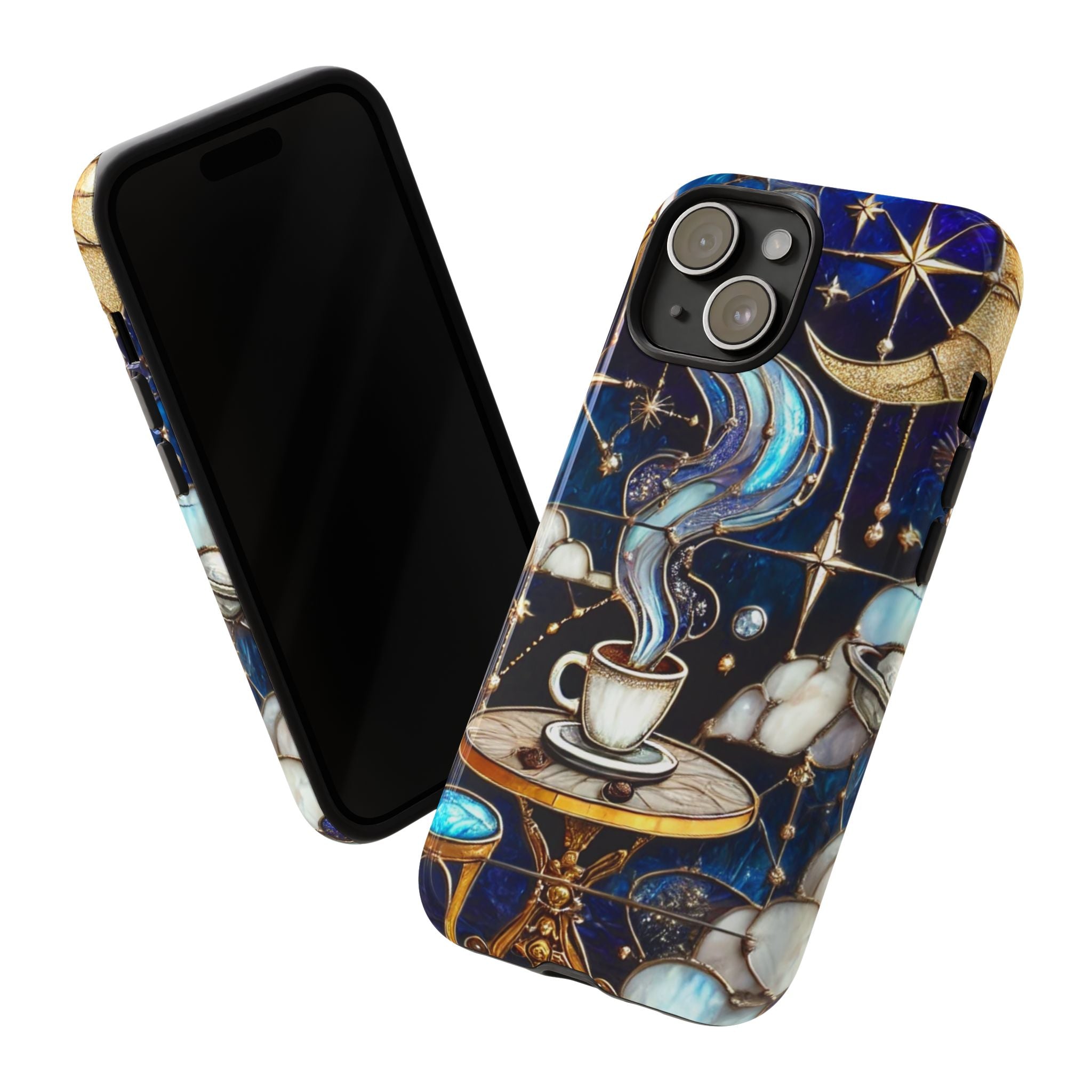 Celestial Stained Glass Coffee iPhone Case – Shockproof 3D Wrap