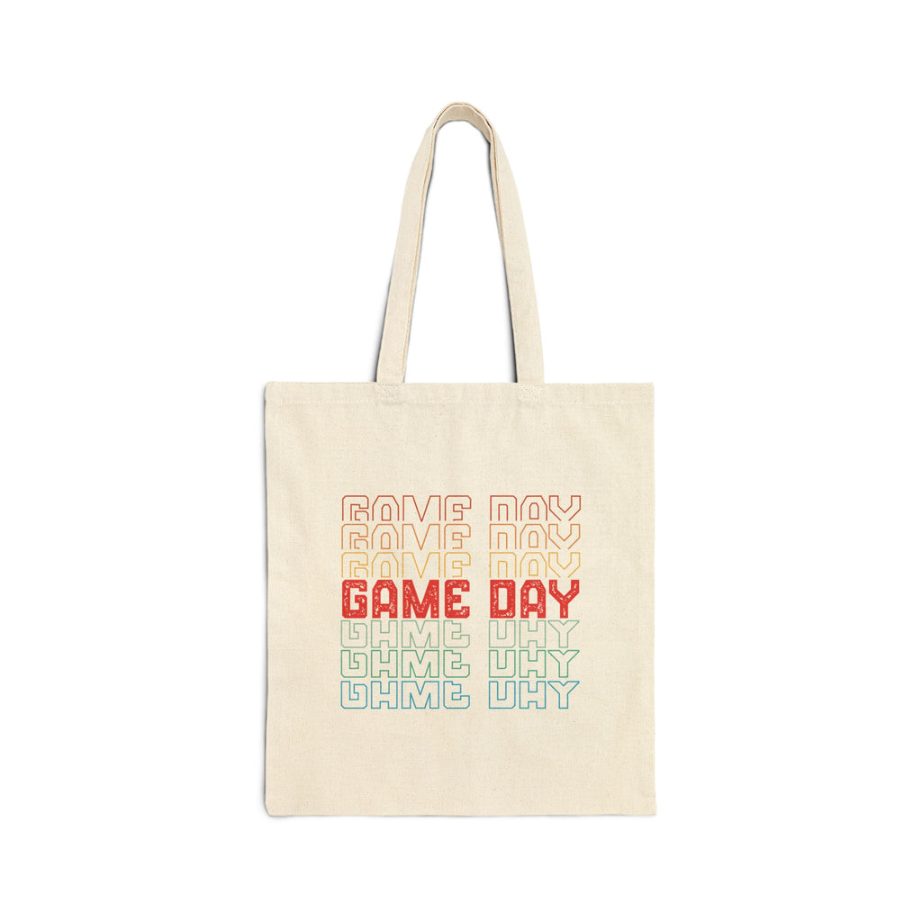 Retro Game Day Cotton Canvas Tote Bag, Reusable Shopping or Laptop Bag