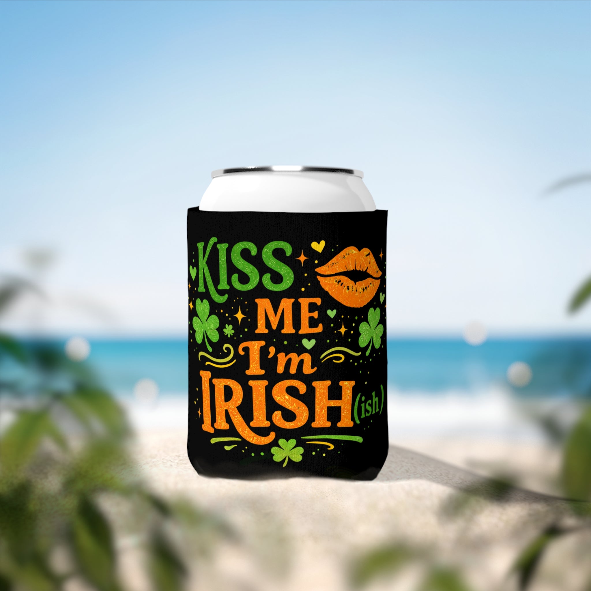 Kiss Me I'm Irish Can Cooler Sleeve — St. Patrick's Day Beer Koozie
