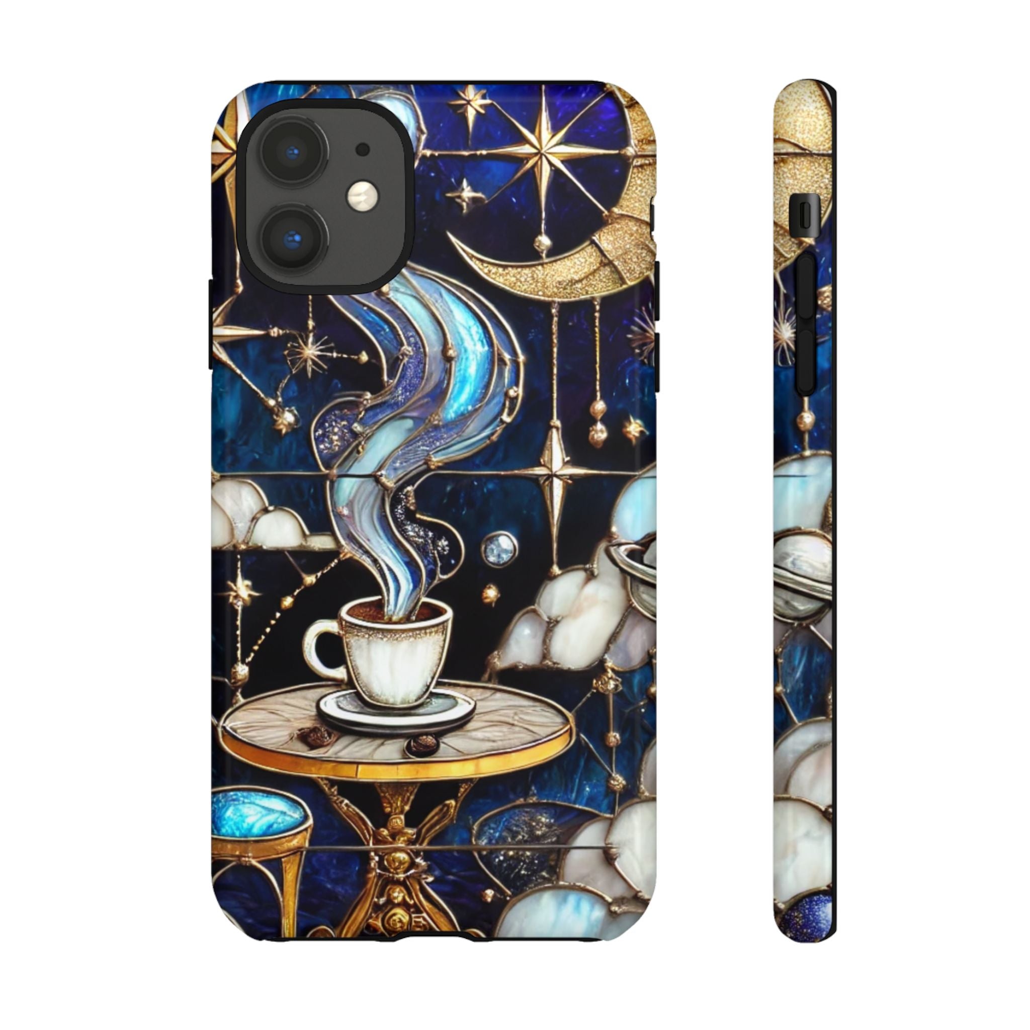 Celestial Stained Glass Coffee iPhone Case – Shockproof 3D Wrap