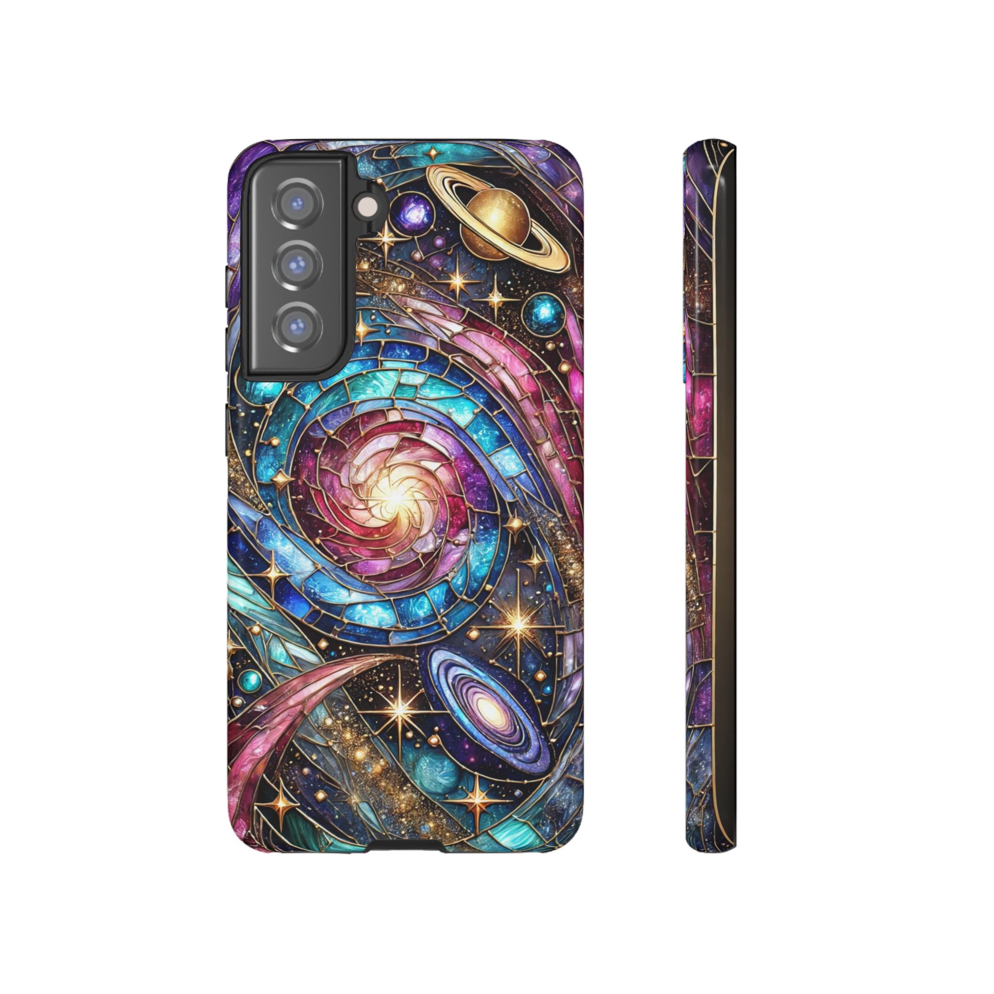 Stained Glass Celestial Android Phone Case – 3D Galaxy Full-Wrap Protective Cover with TPU Liner
