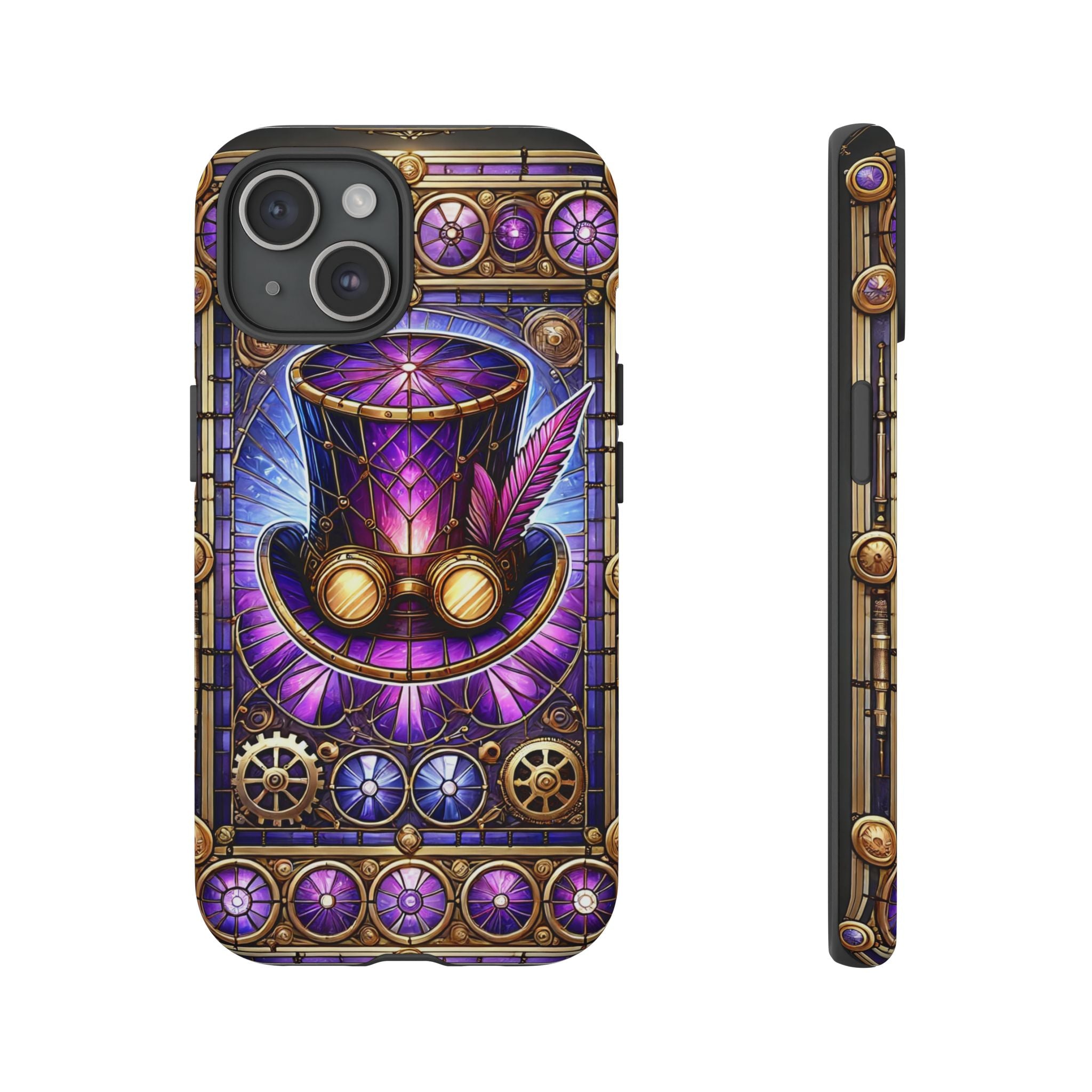 Stained Glass Steampunk iPhone Case – 3D Full-Wrap Protective Phone Cover With TPU Liner