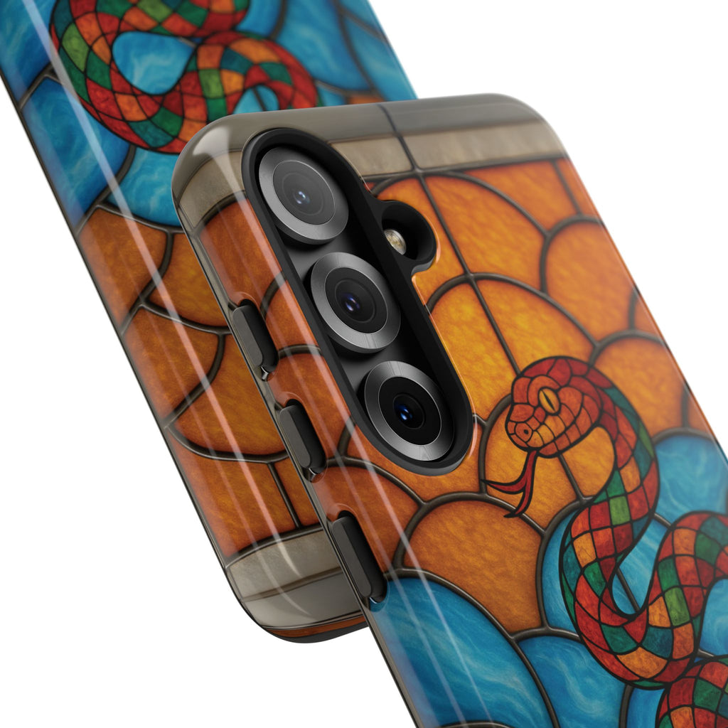 Snakes Are Beautiful Stained Glass Phone Case, Colorful Reptile Design Phone Cover, Nature Lovers Reptile Phone Case, Danger Noodle Case