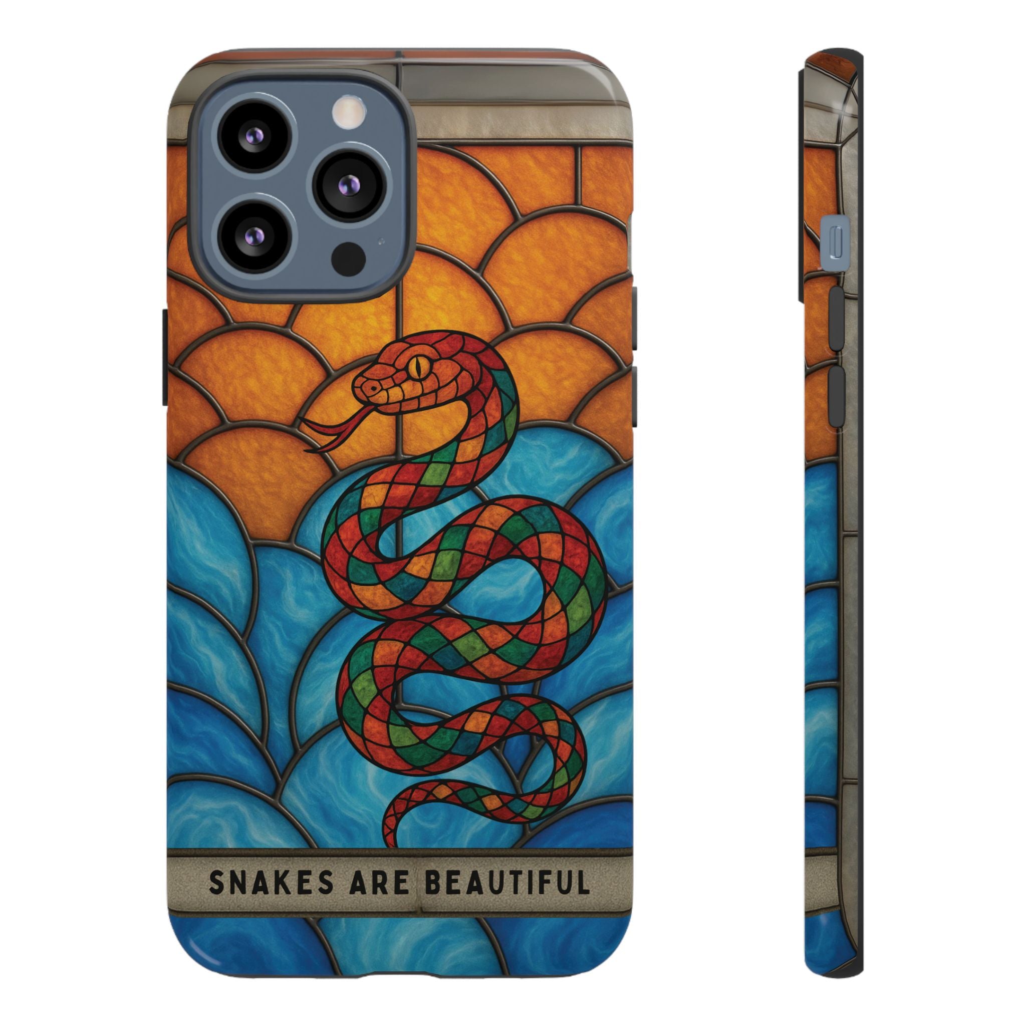 Snakes Are Beautiful Stained Glass Phone Case, Colorful Reptile Design Phone Cover, Nature Lovers Reptile Phone Case, Danger Noodle Case