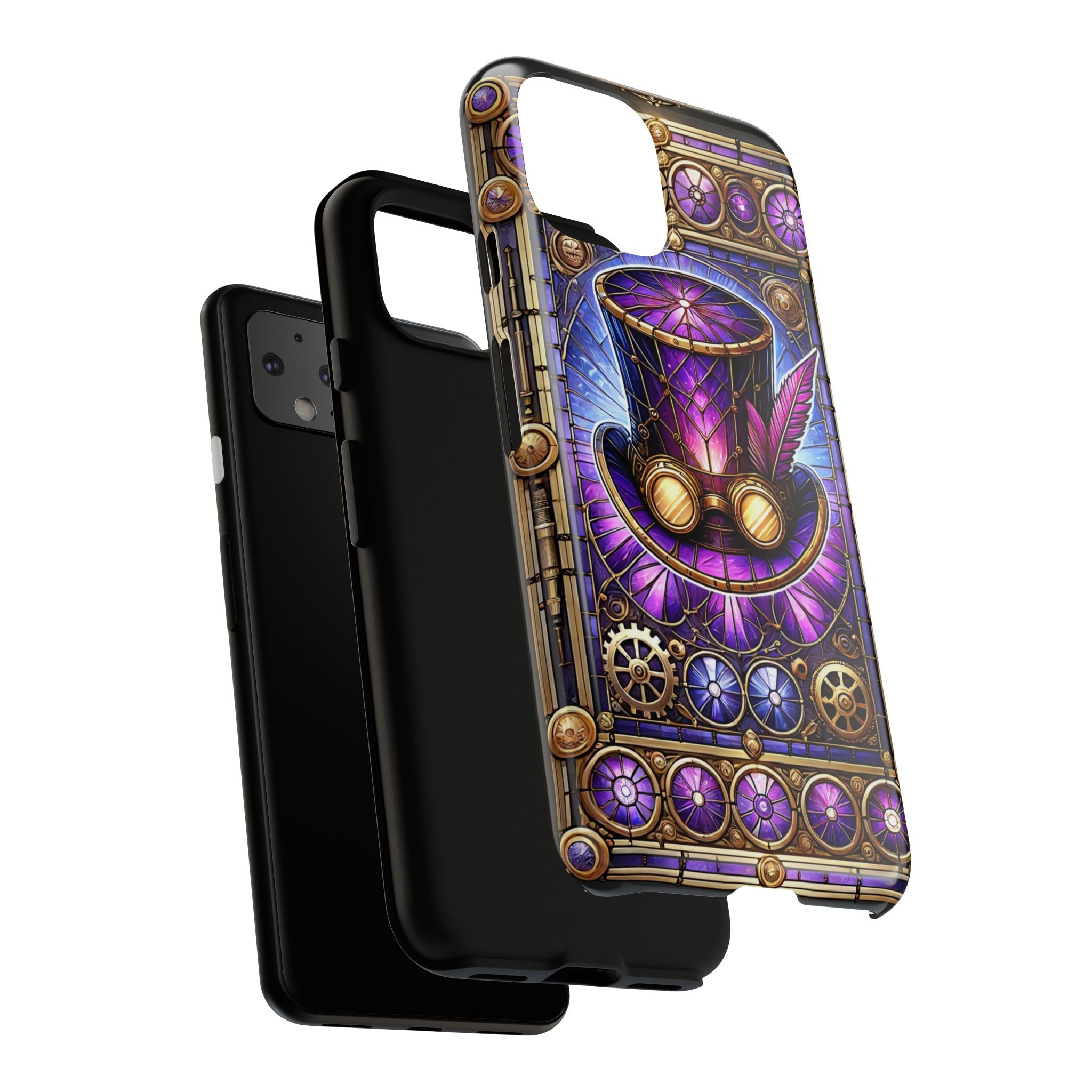 Stained Glass Steampunk Android Phone Case – 3D Full-Wrap Protective Cover with TPU Liner