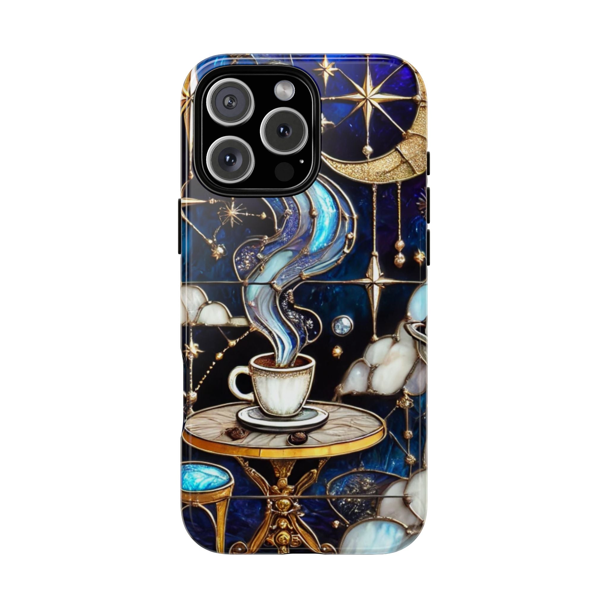 Celestial Stained Glass Coffee iPhone Case – Shockproof 3D Wrap