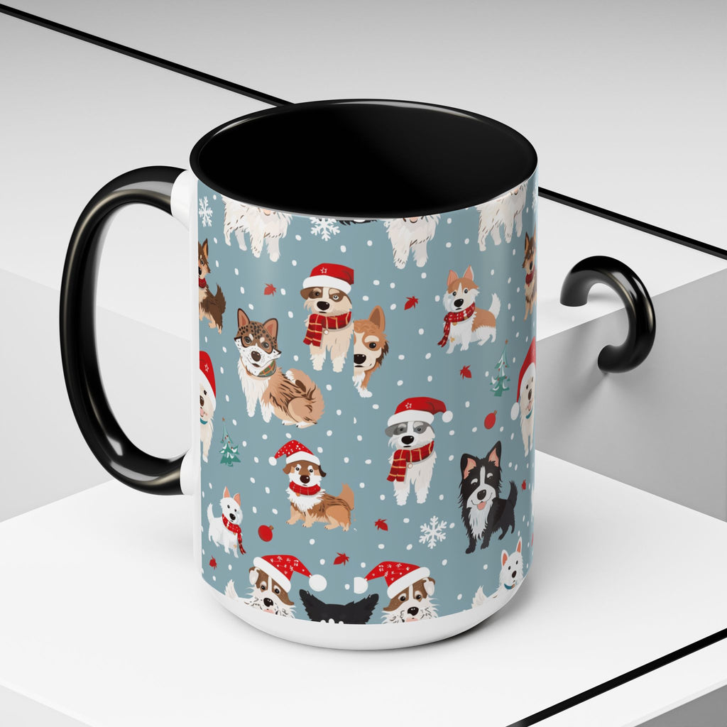 Corgi Holiday Coffee Mug – Cute Santa Dog Pattern Accent Mug (11/15oz)