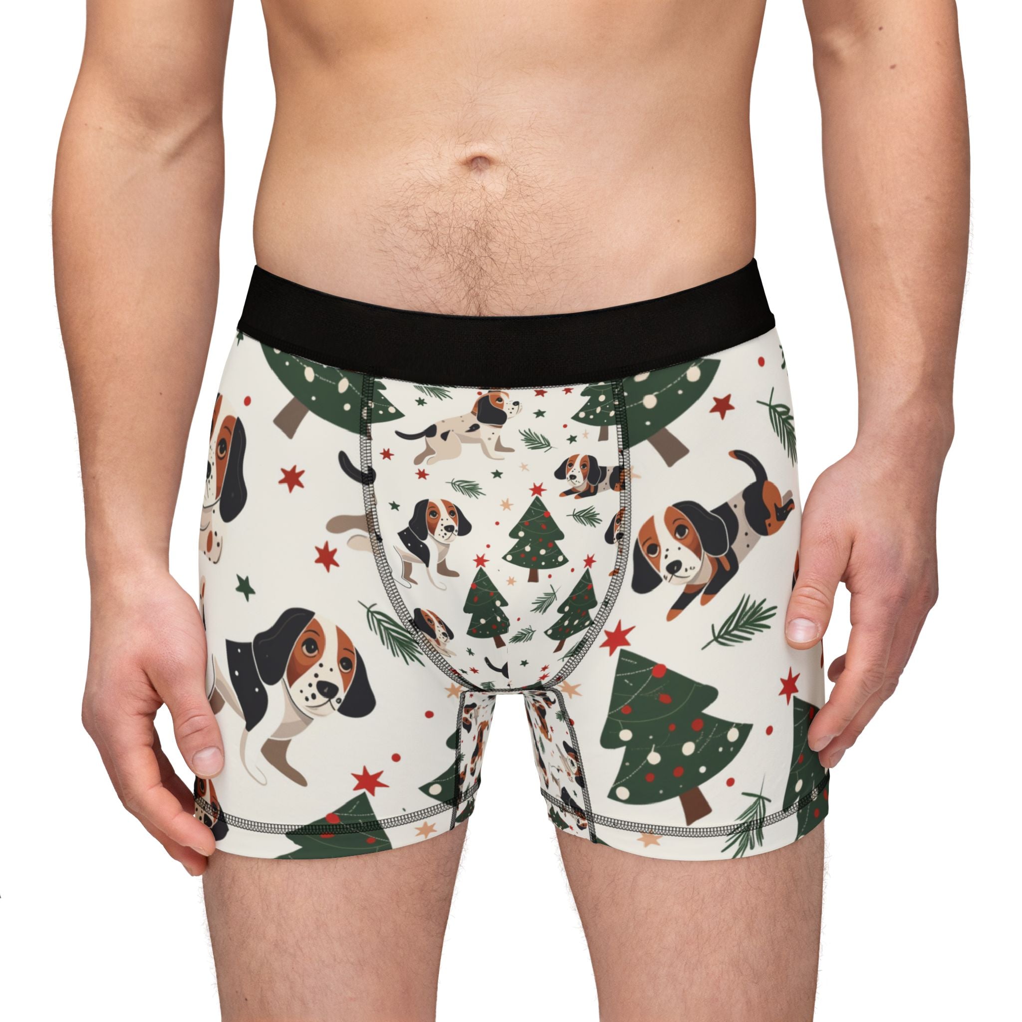 Beagle Christmas Boxers — Holiday Dog Print Men's Boxer Briefs