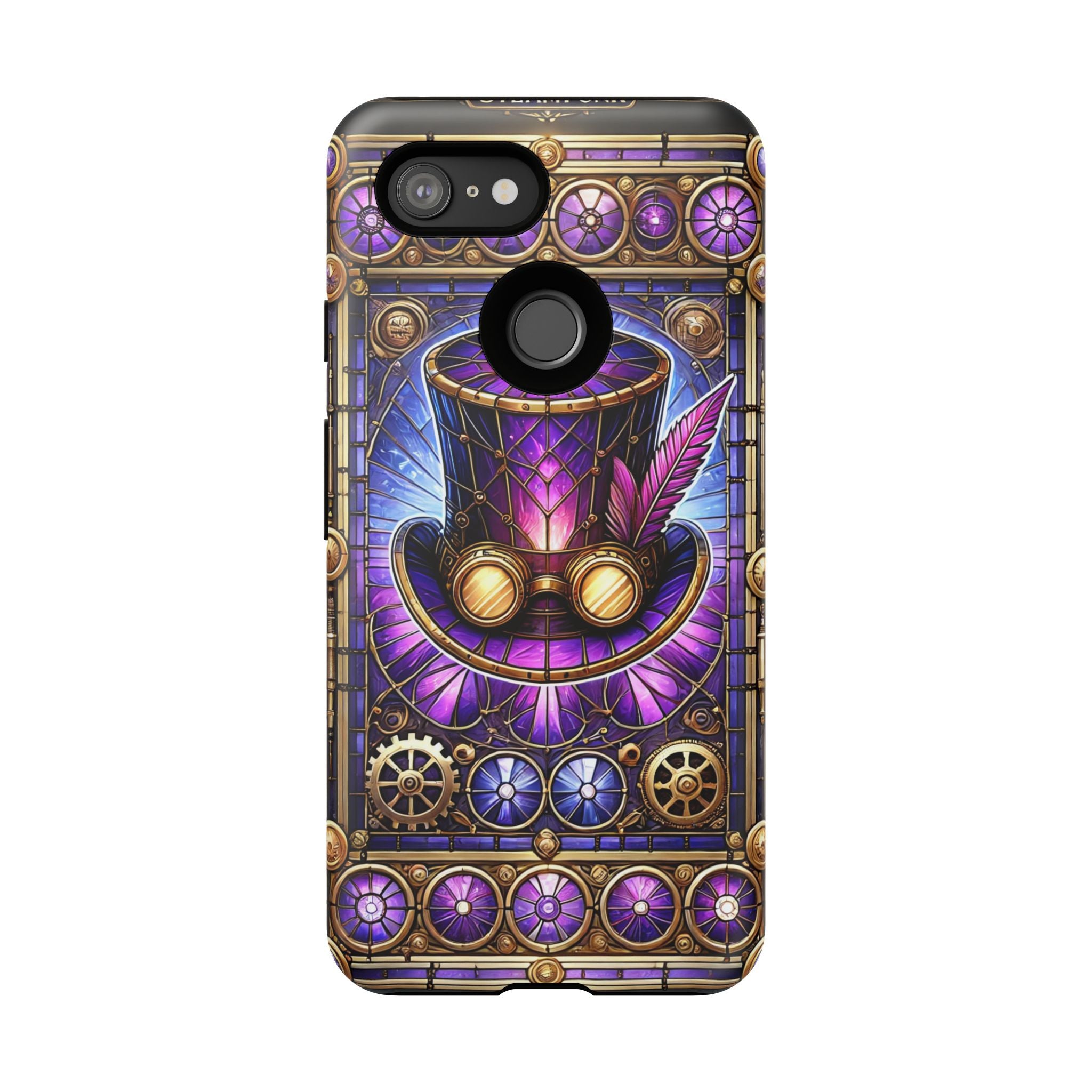 Stained Glass Steampunk Android Phone Case – 3D Full-Wrap Protective Cover with TPU Liner