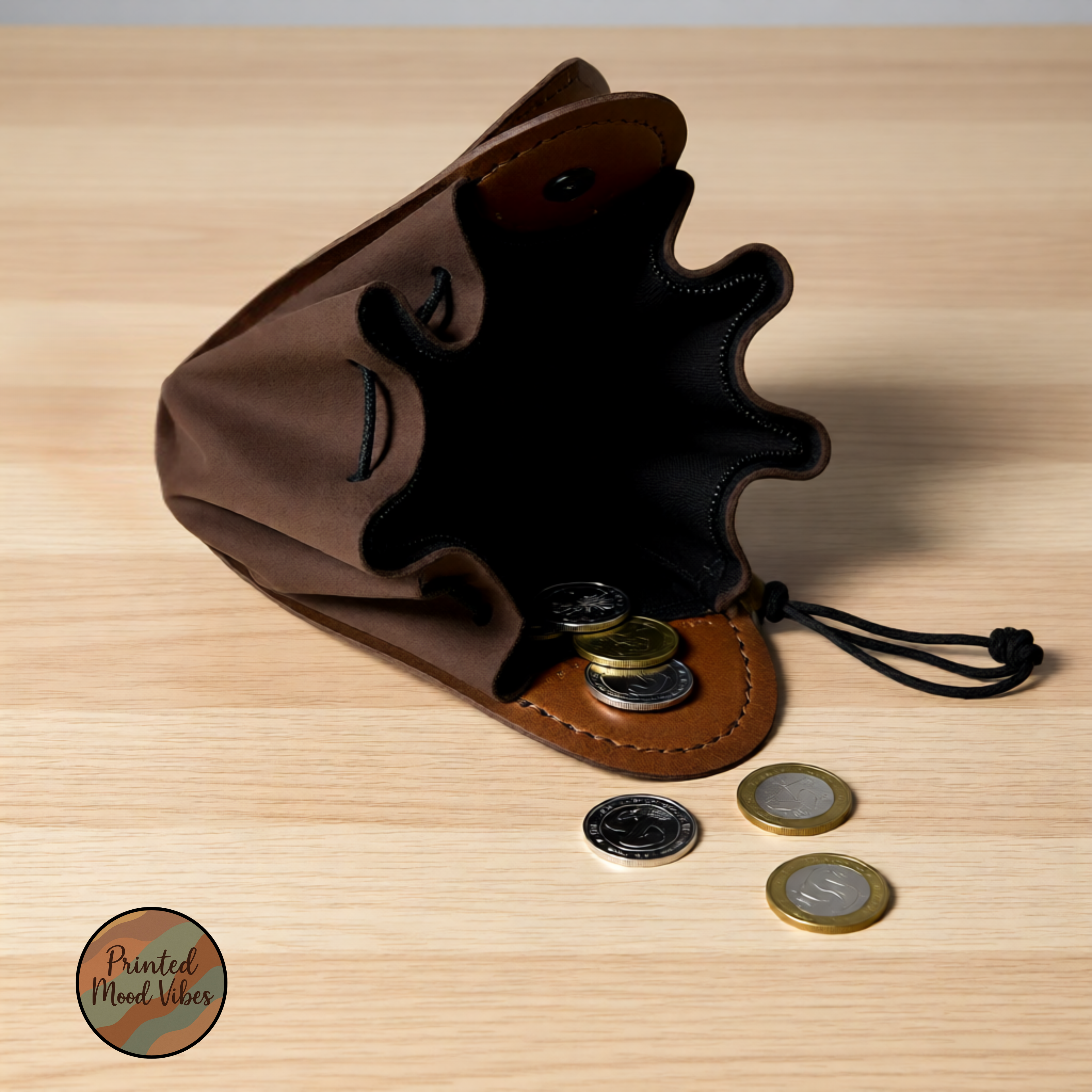 Brown Leather Dragon Dice Pouch: RPG Gamer Pouch, Coin Trinket Purse