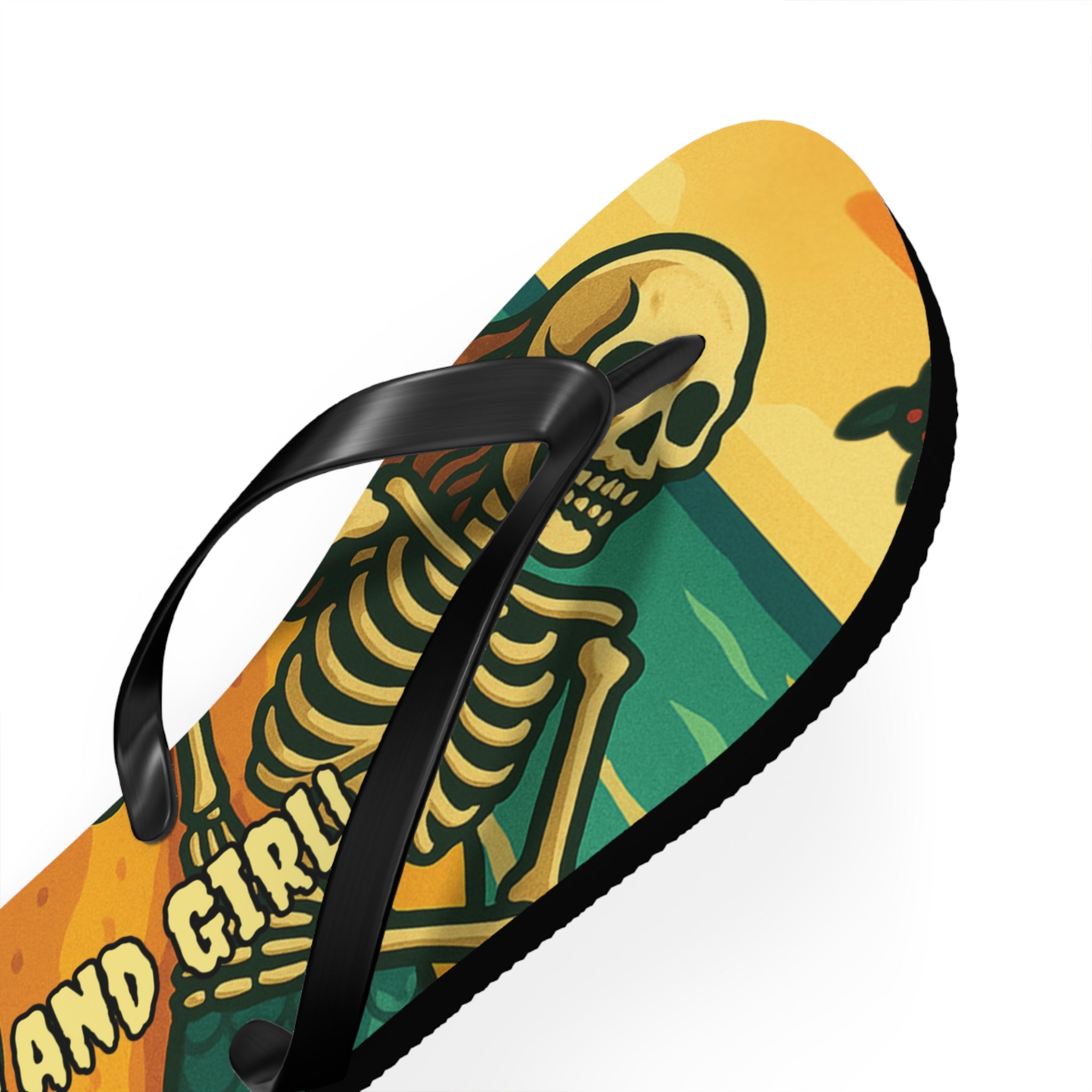 Beach Vibes Flip Flops, Island Girl Skull Design Sandals