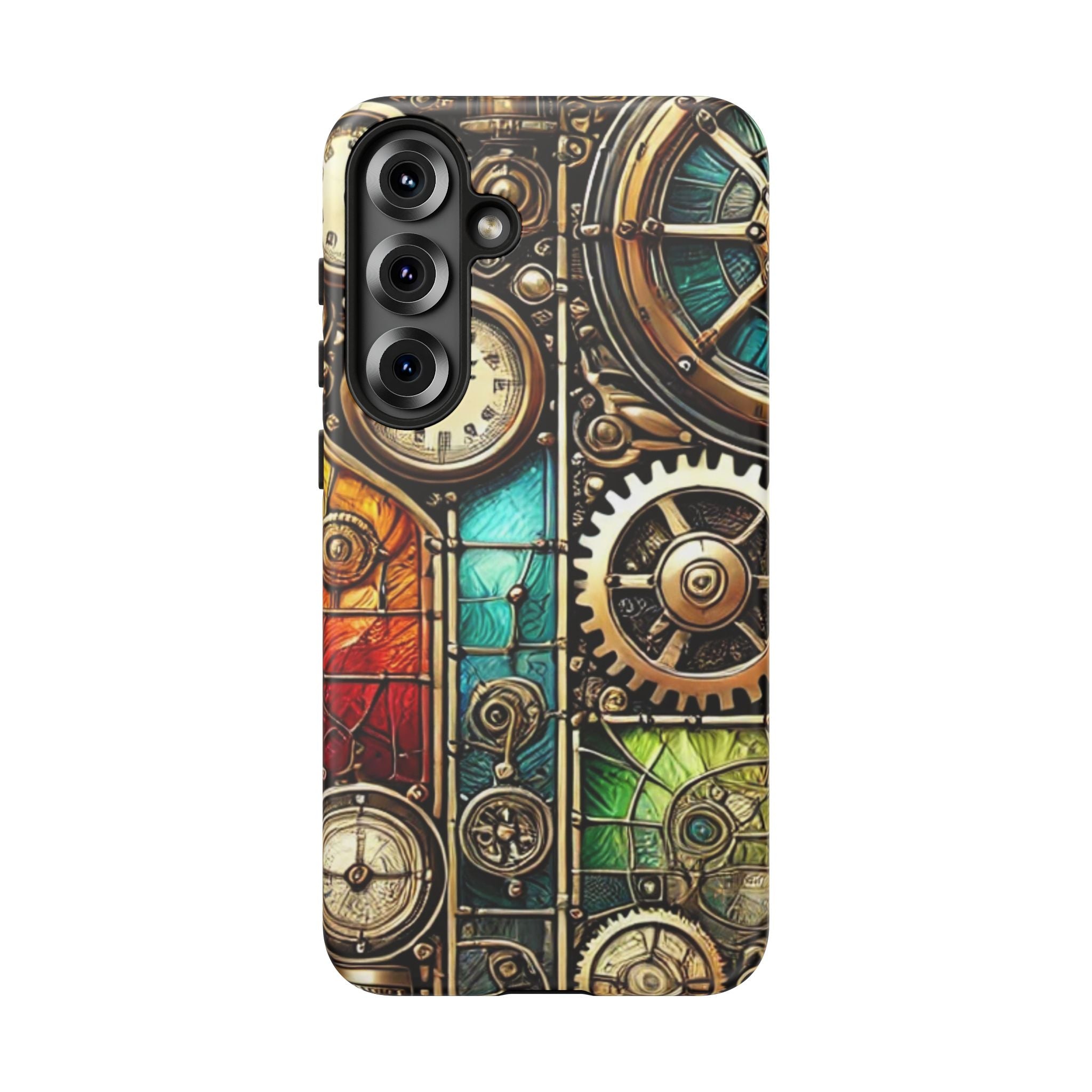 Steampunk Faux Stained Glass Android Phone Case – 3D Full-Wrap Protective Cover with TPU Liner