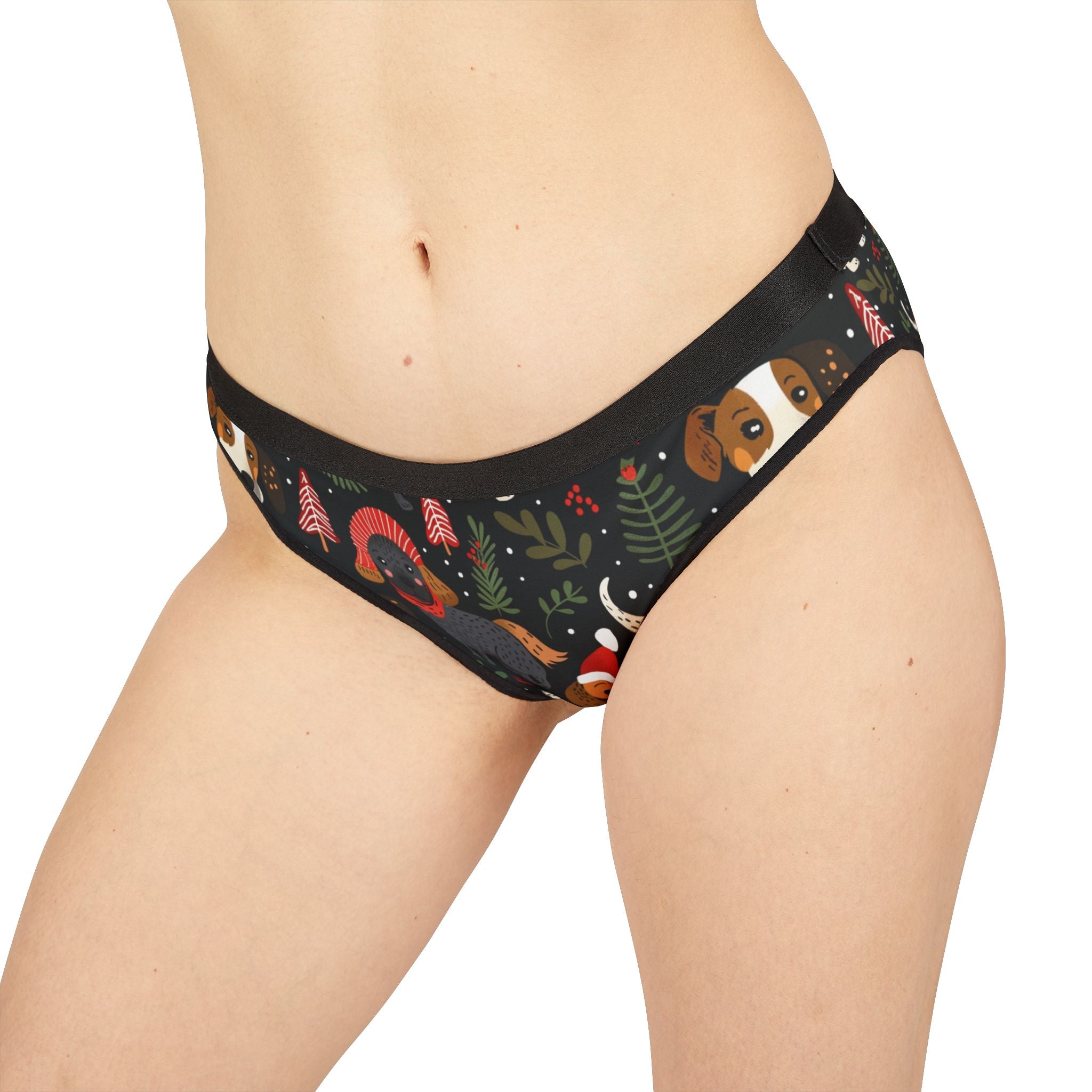 Christmas Dachshund Print Women's Bikini Briefs – Festive Dog Print Underwear
