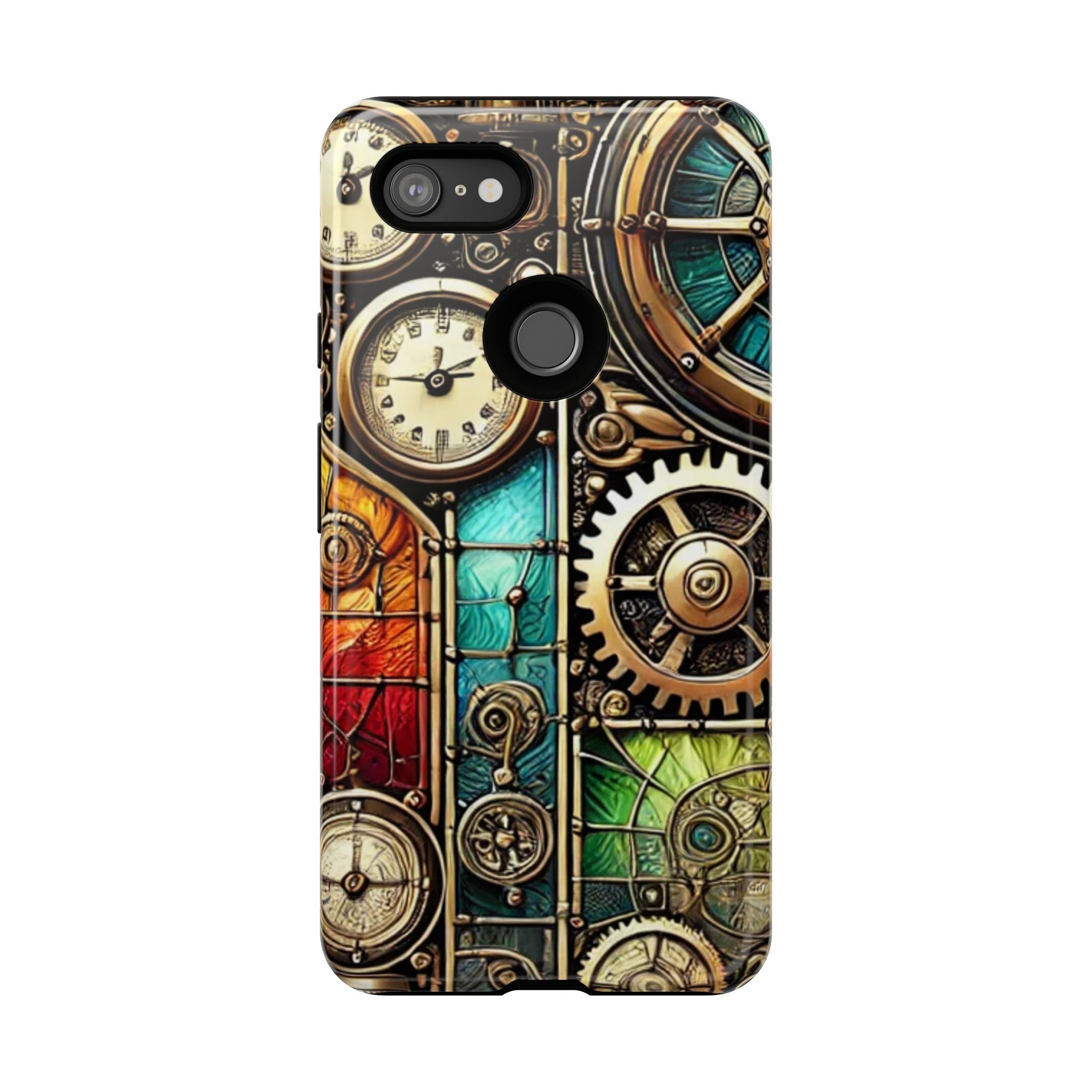Steampunk Faux Stained Glass Android Phone Case – 3D Full-Wrap Protective Cover with TPU Liner