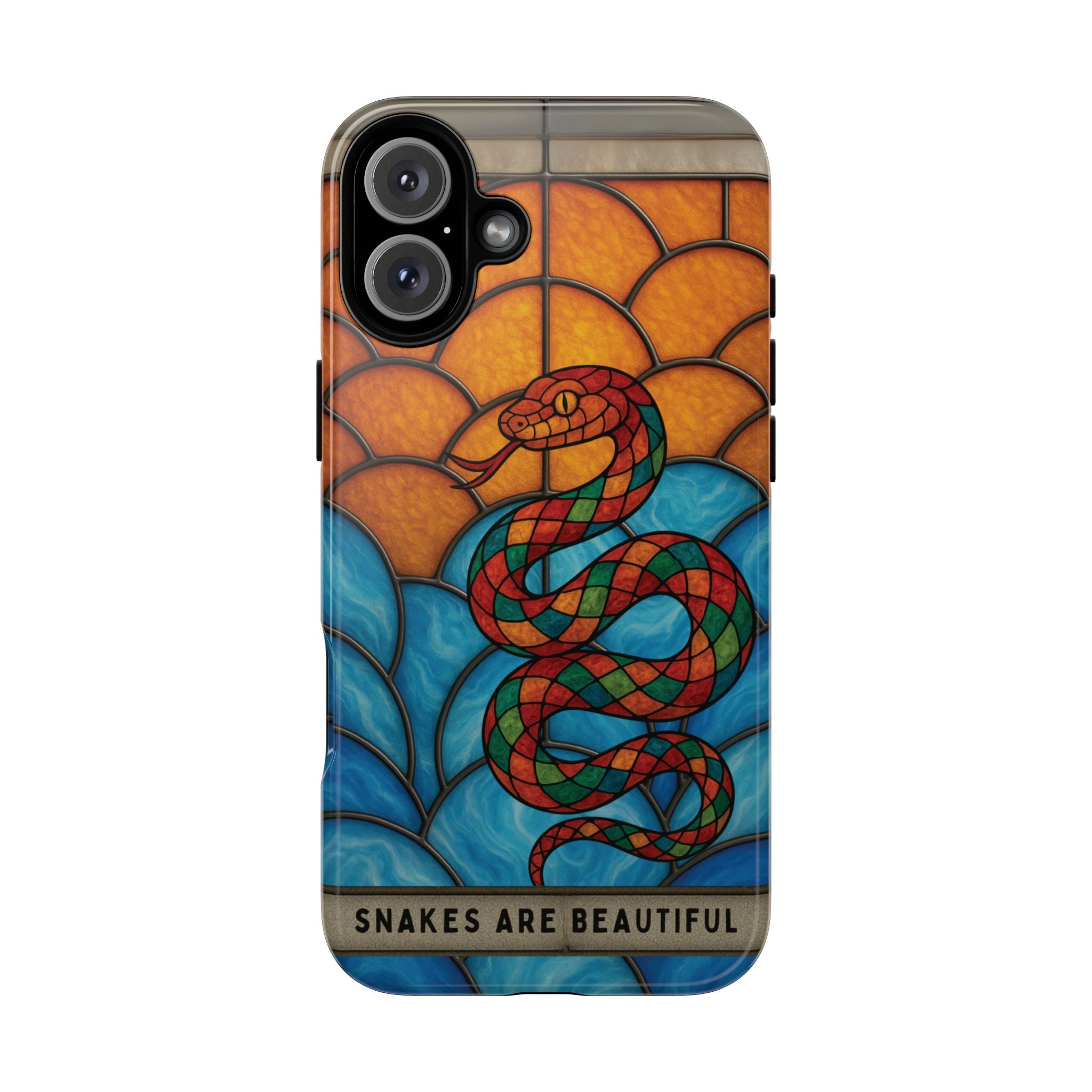 Snakes Are Beautiful Stained Glass Phone Case, Colorful Reptile Design Phone Cover, Nature Lovers Reptile Phone Case, Danger Noodle Case