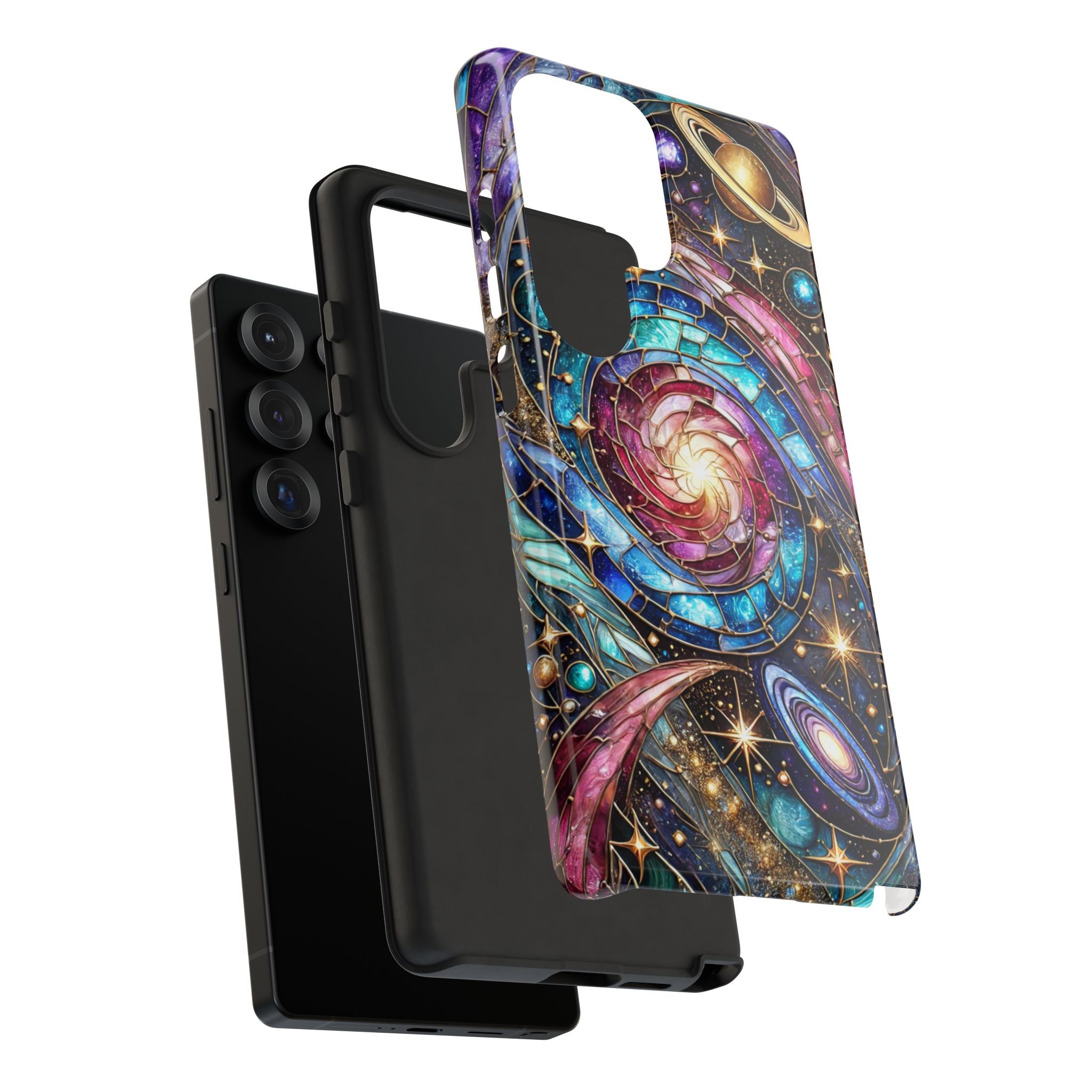 Stained Glass Celestial Android Phone Case – 3D Galaxy Full-Wrap Protective Cover with TPU Liner
