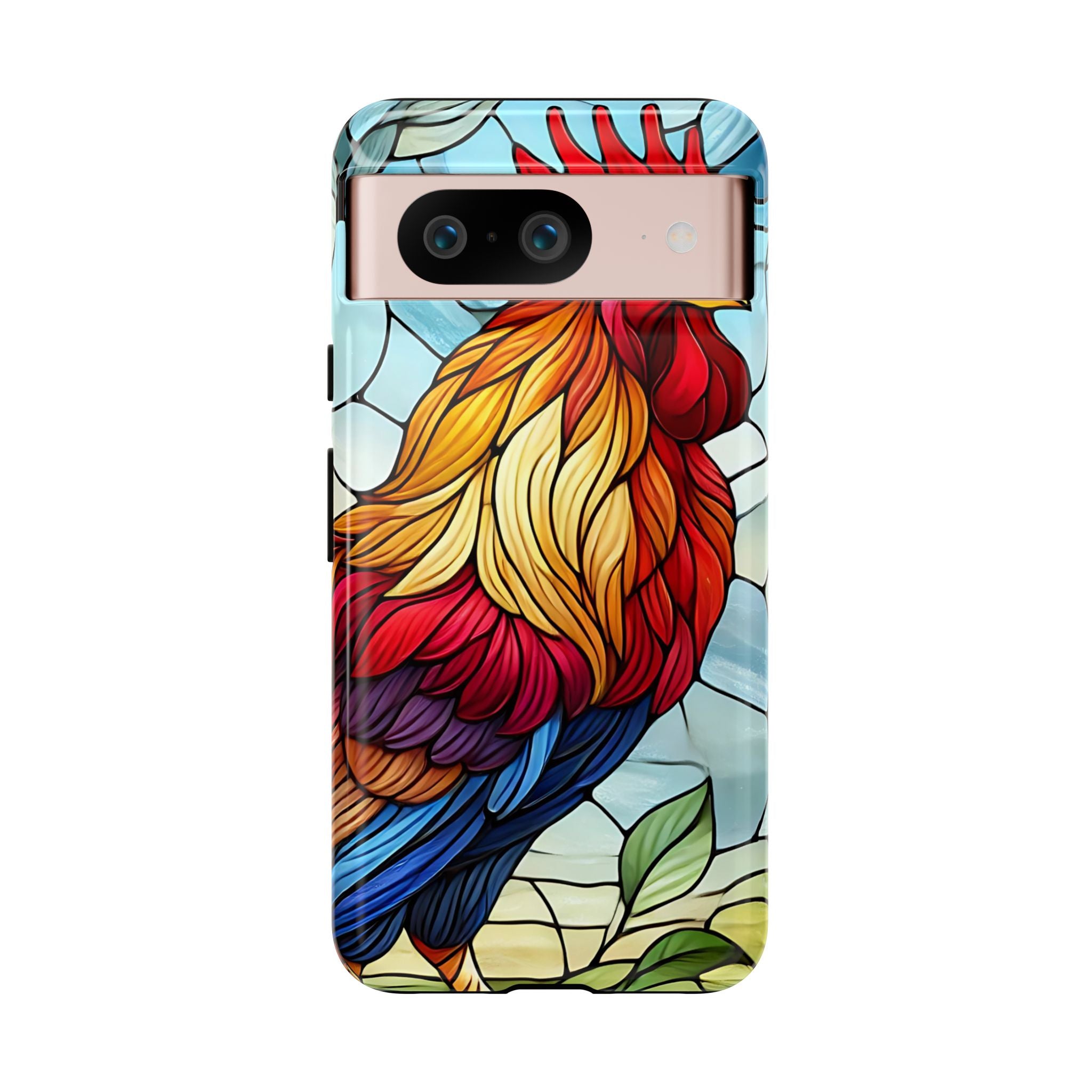 Colorful Stained Glass Rooster Android Case, Tough Protective Phone Cover, Farmhouse Decor Protective Phone Case, Unique Chicken Design