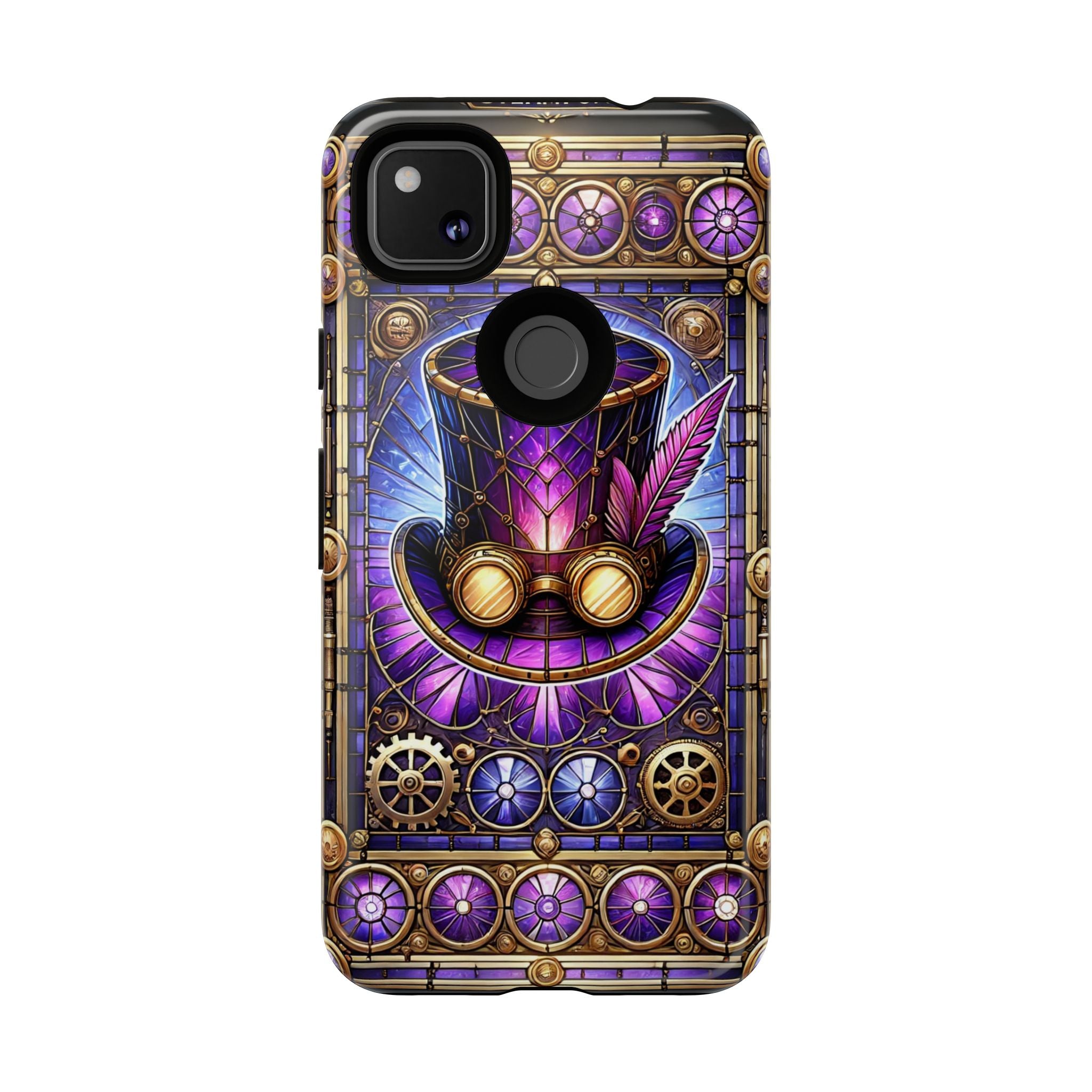 Stained Glass Steampunk Android Phone Case – 3D Full-Wrap Protective Cover with TPU Liner