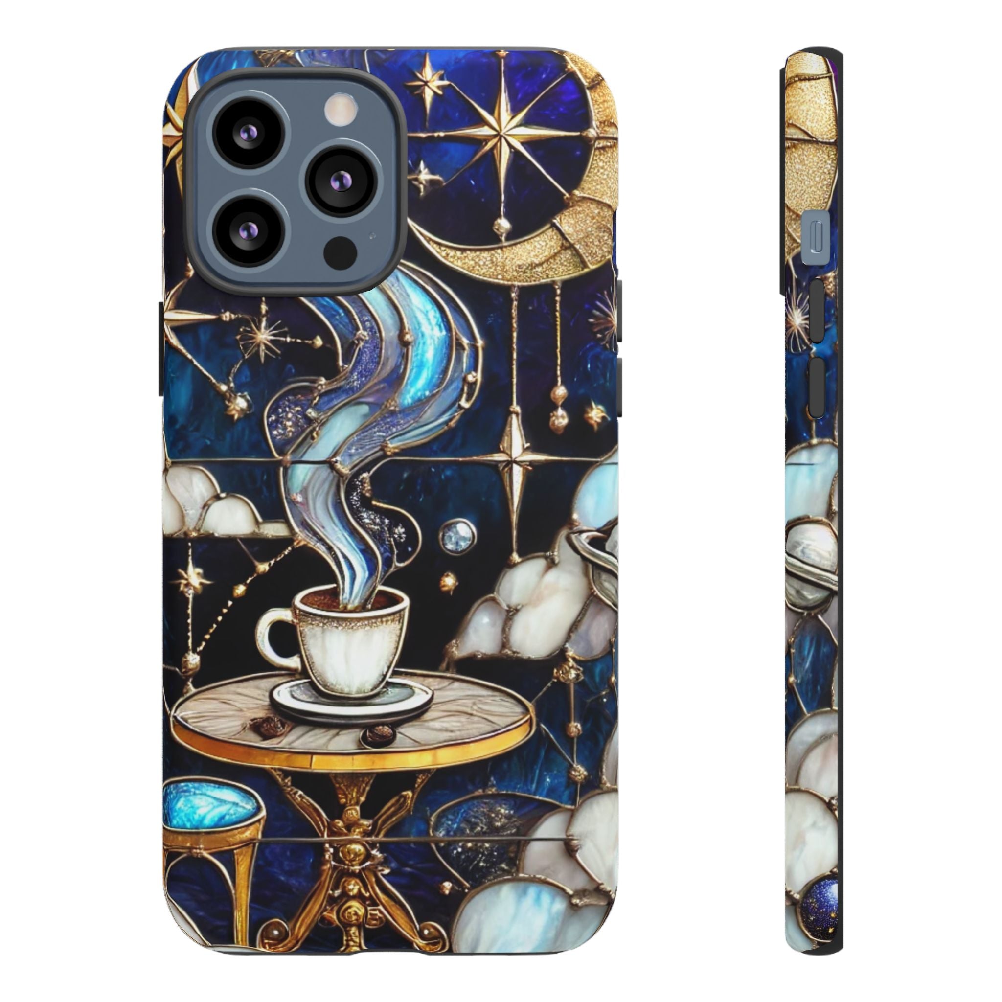 Celestial Stained Glass Coffee iPhone Case – Shockproof 3D Wrap