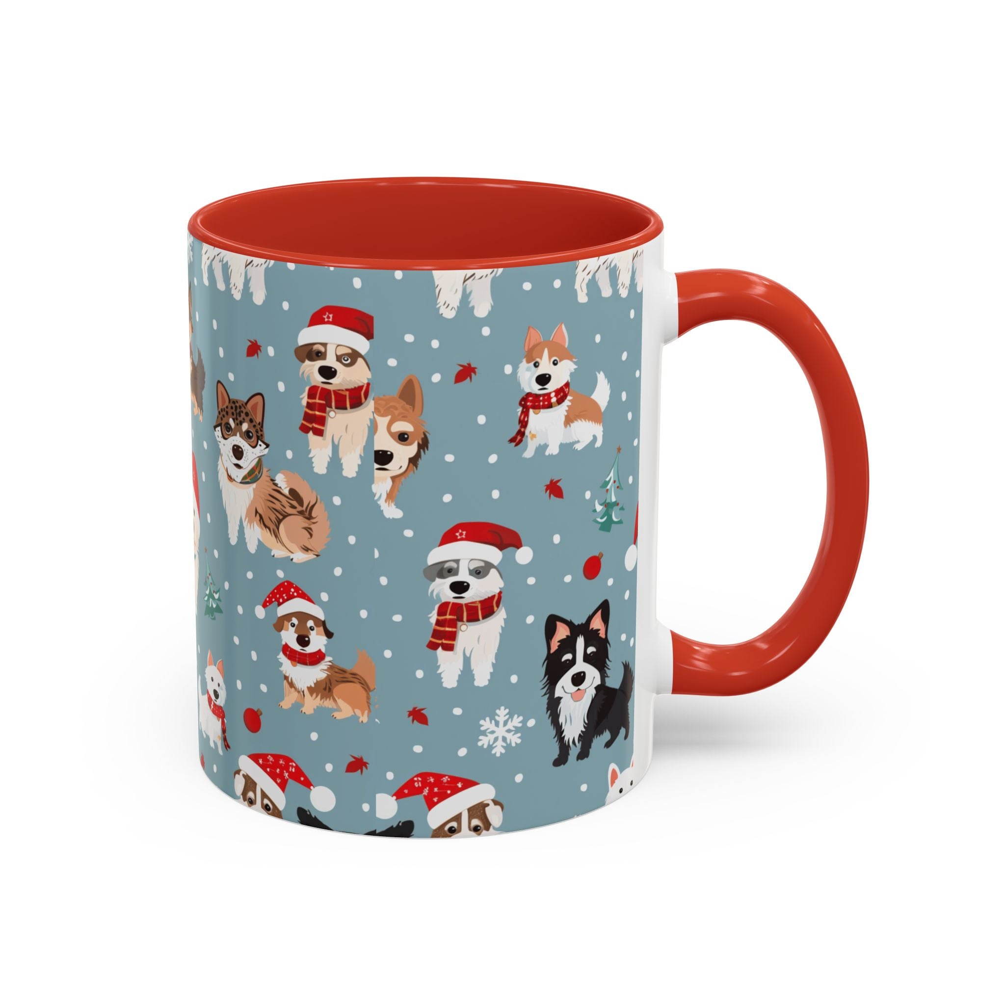 Corgi Holiday Coffee Mug – Cute Santa Dog Pattern Accent Mug (11/15oz)