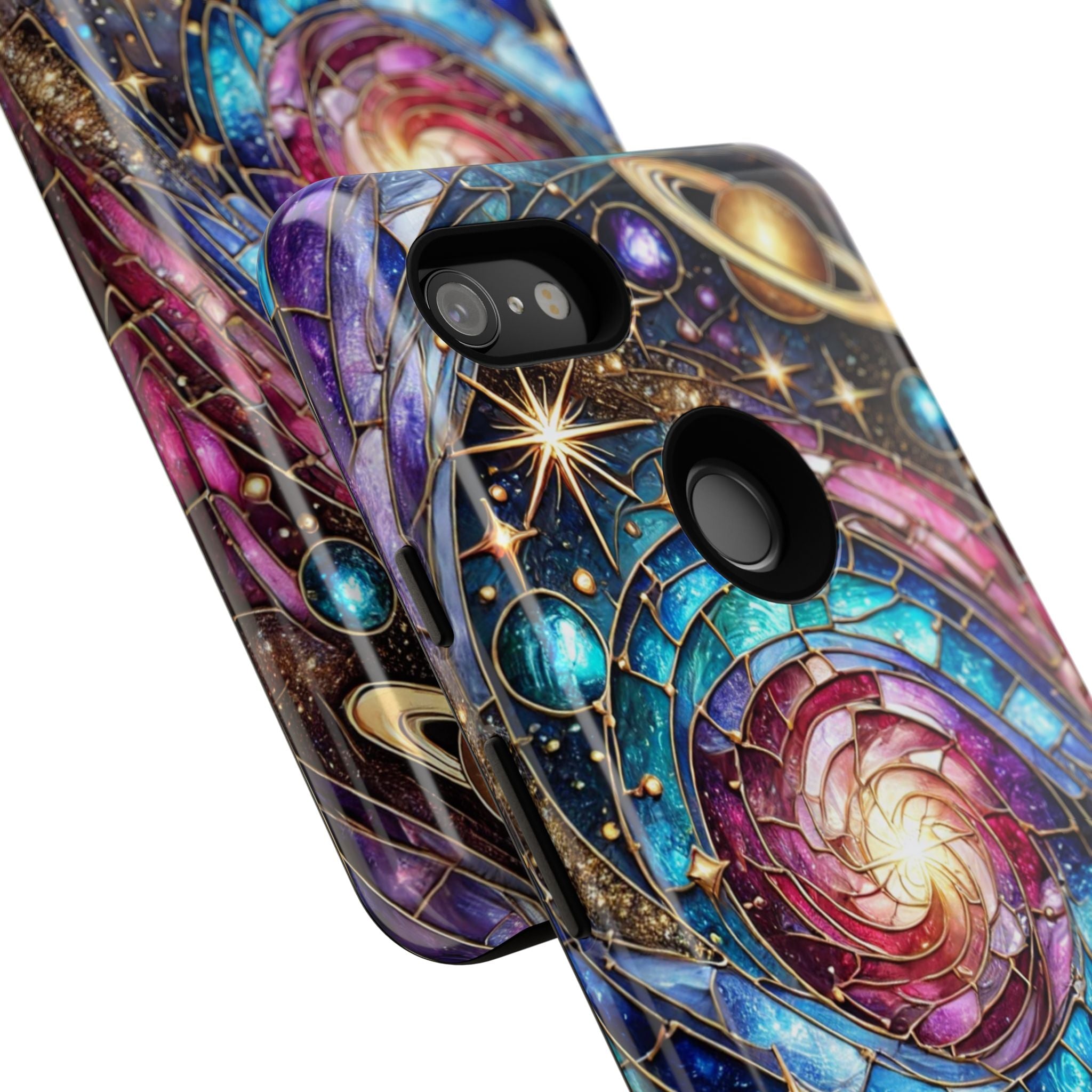 Stained Glass Celestial Android Phone Case – 3D Galaxy Full-Wrap Protective Cover with TPU Liner