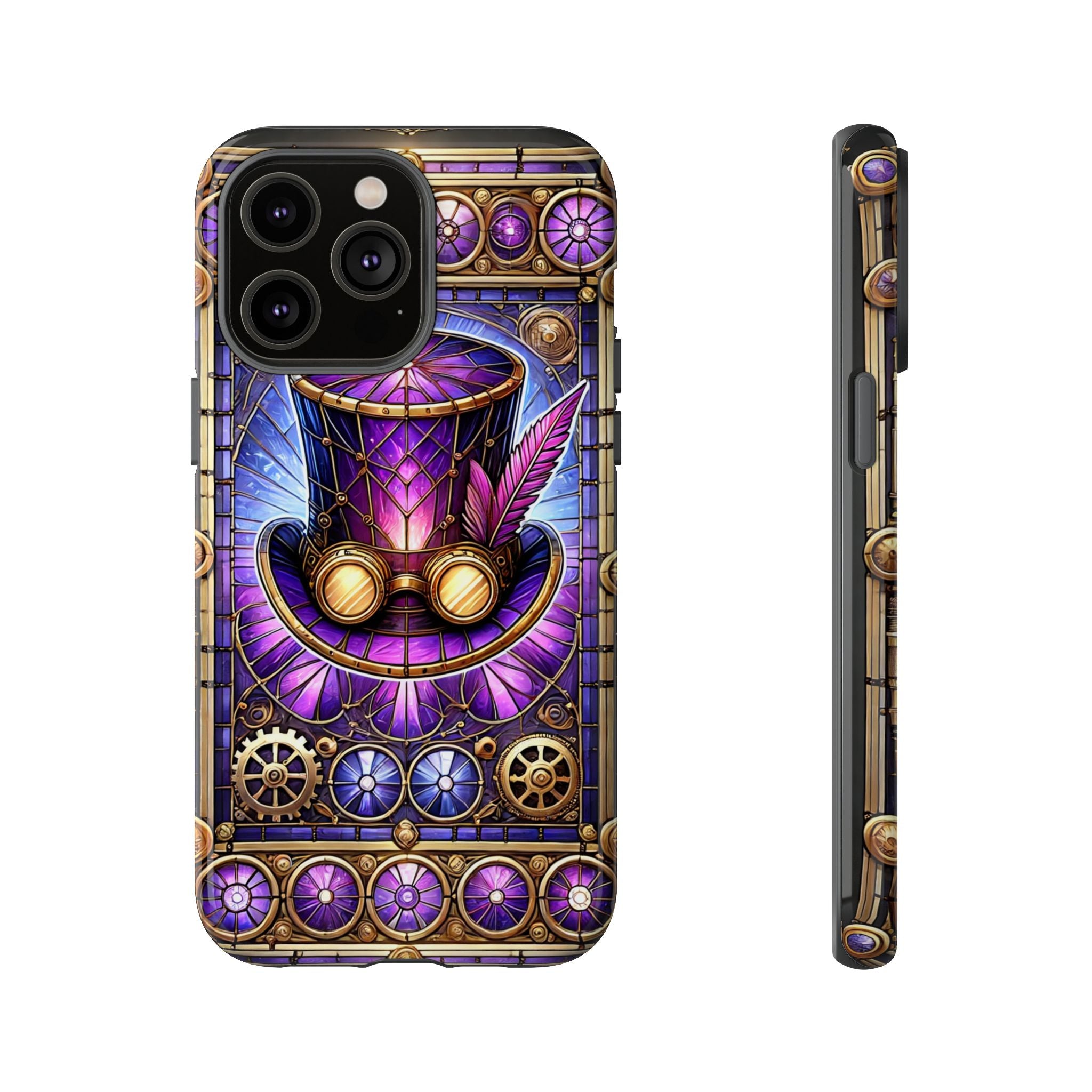 Stained Glass Steampunk iPhone Case – 3D Full-Wrap Protective Phone Cover With TPU Liner
