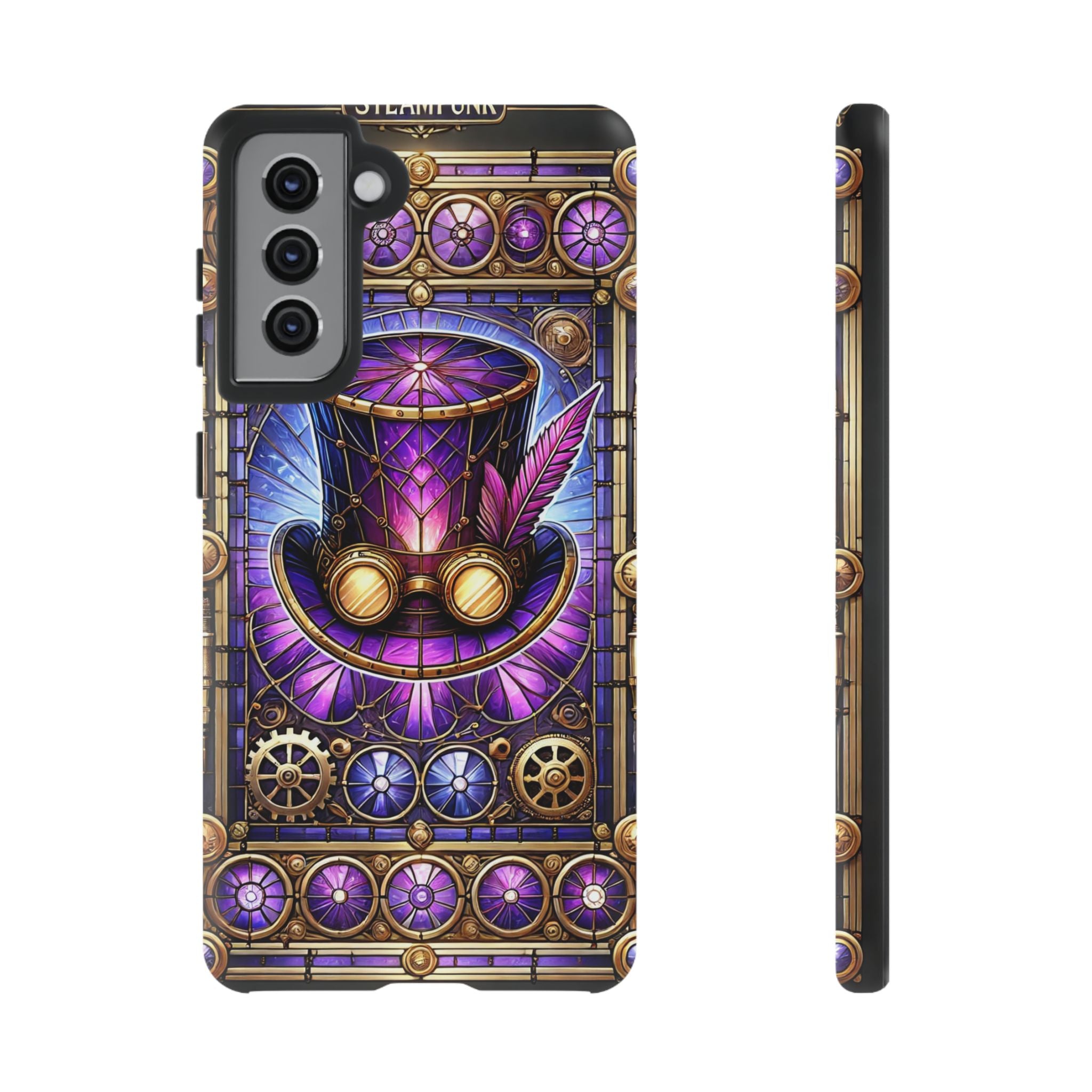 Stained Glass Steampunk Android Phone Case – 3D Full-Wrap Protective Cover with TPU Liner